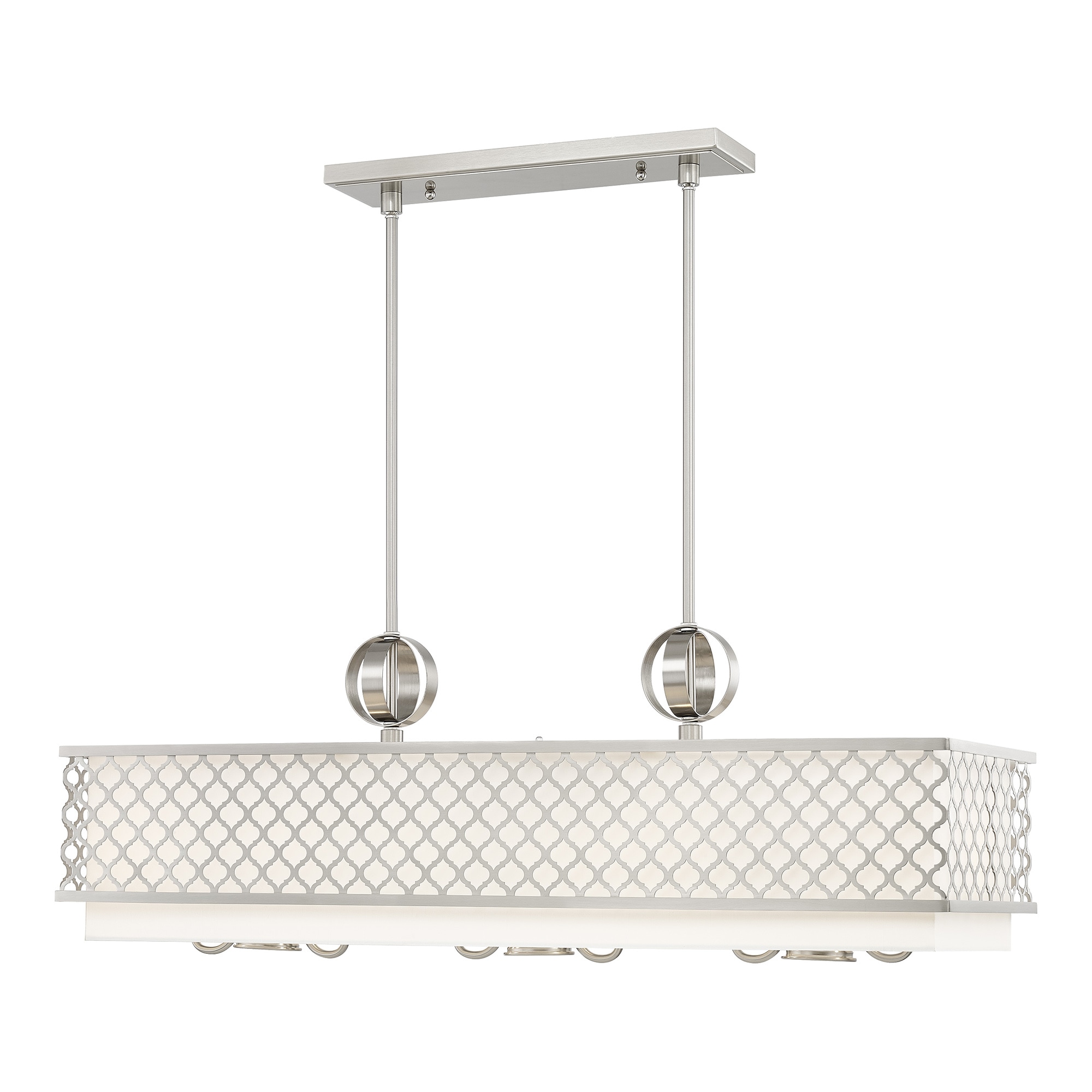 Arabesque Brushed Nickel 9-Light Linear Chandelier with Fabric Shade