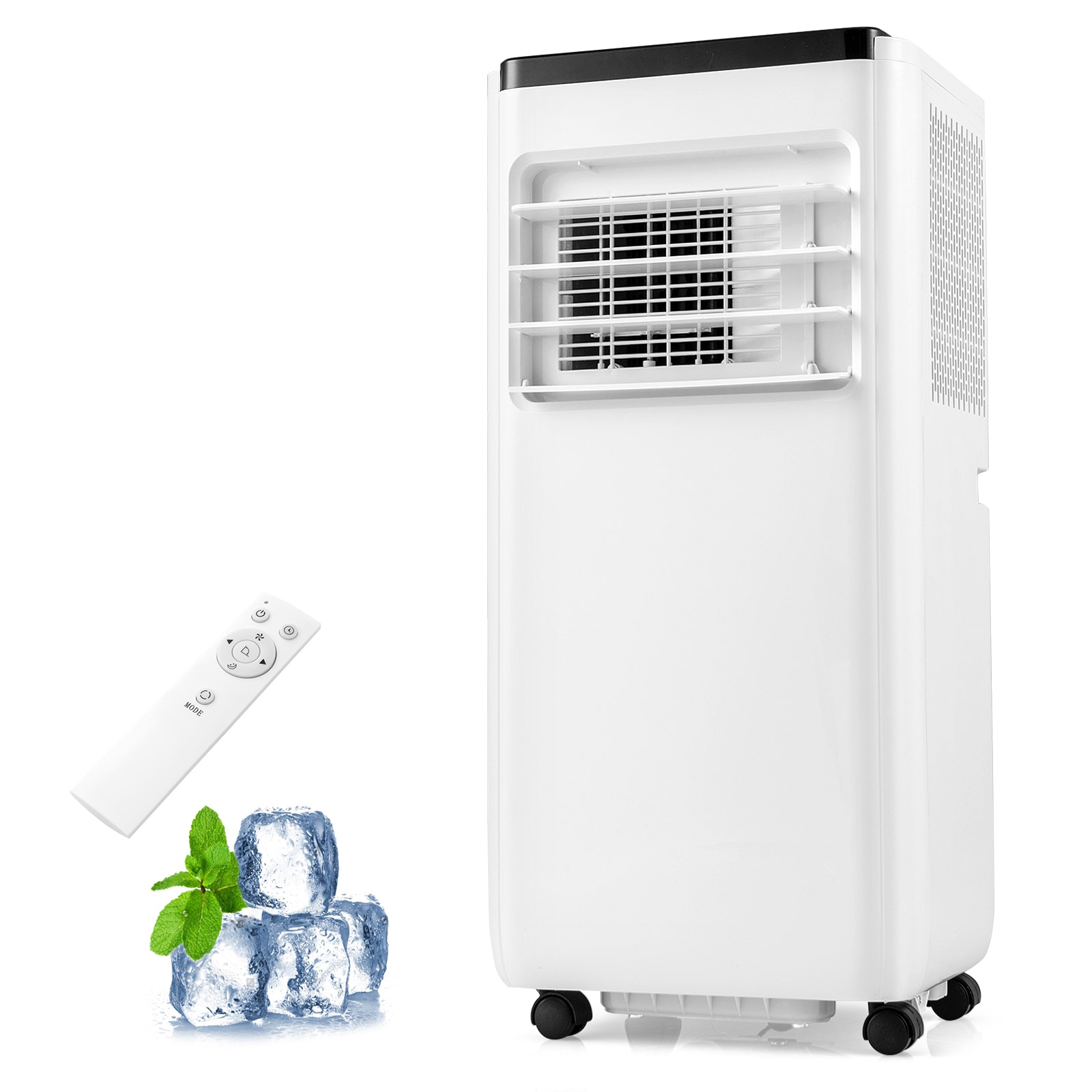 Slickblue 8000 BTU/ 10000 BTU (115V) White Exhaust Vent Portable Air Conditioner Remote Control Included Cools 250/ 350 Sq Ft Bedroom or Office Study Room