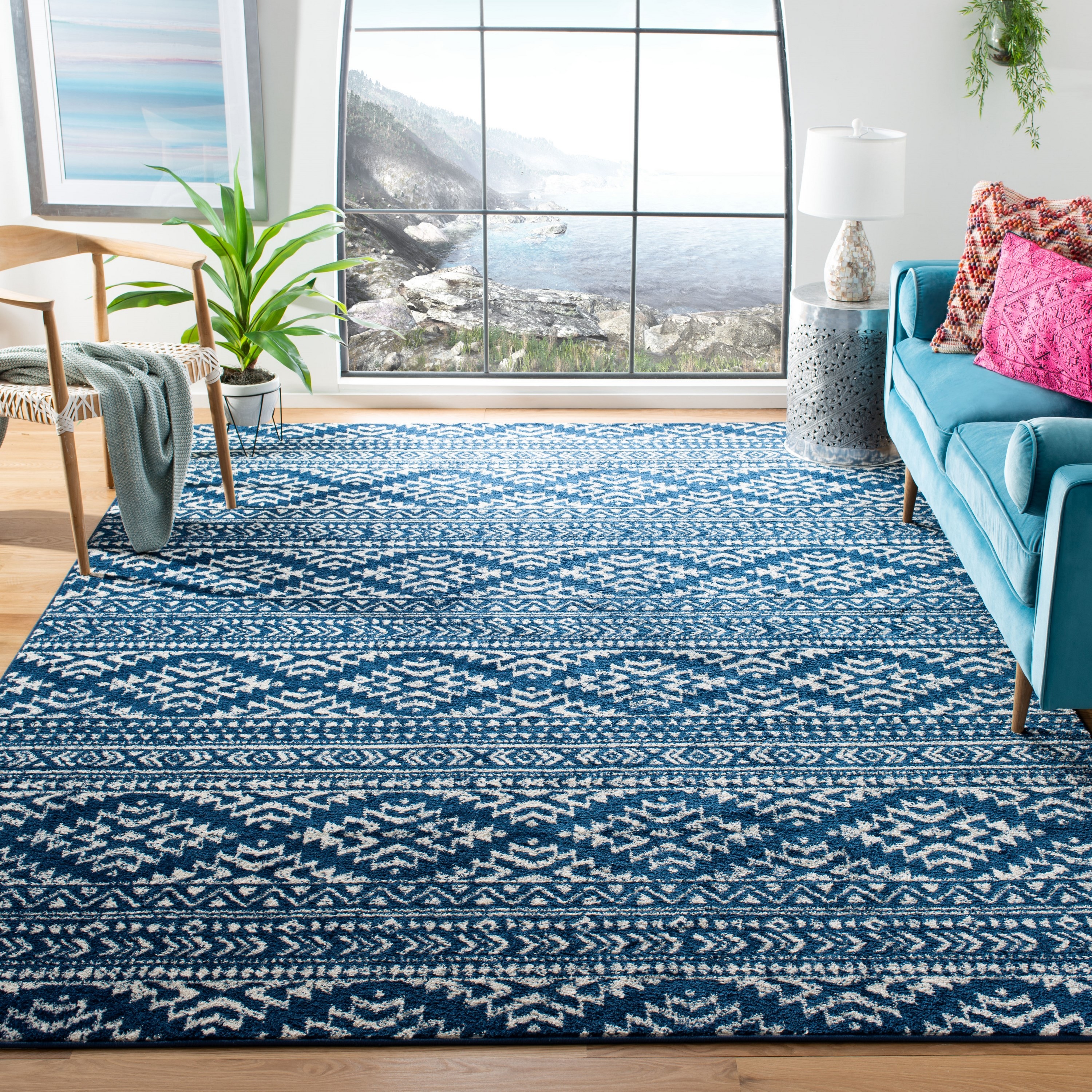 Safavieh TUL272N-1215 Tulum Cibola 12 x 15 (ft) Loomed Polypropylene Navy/Ivory Rectangular Indoor Abstract Global Area rug