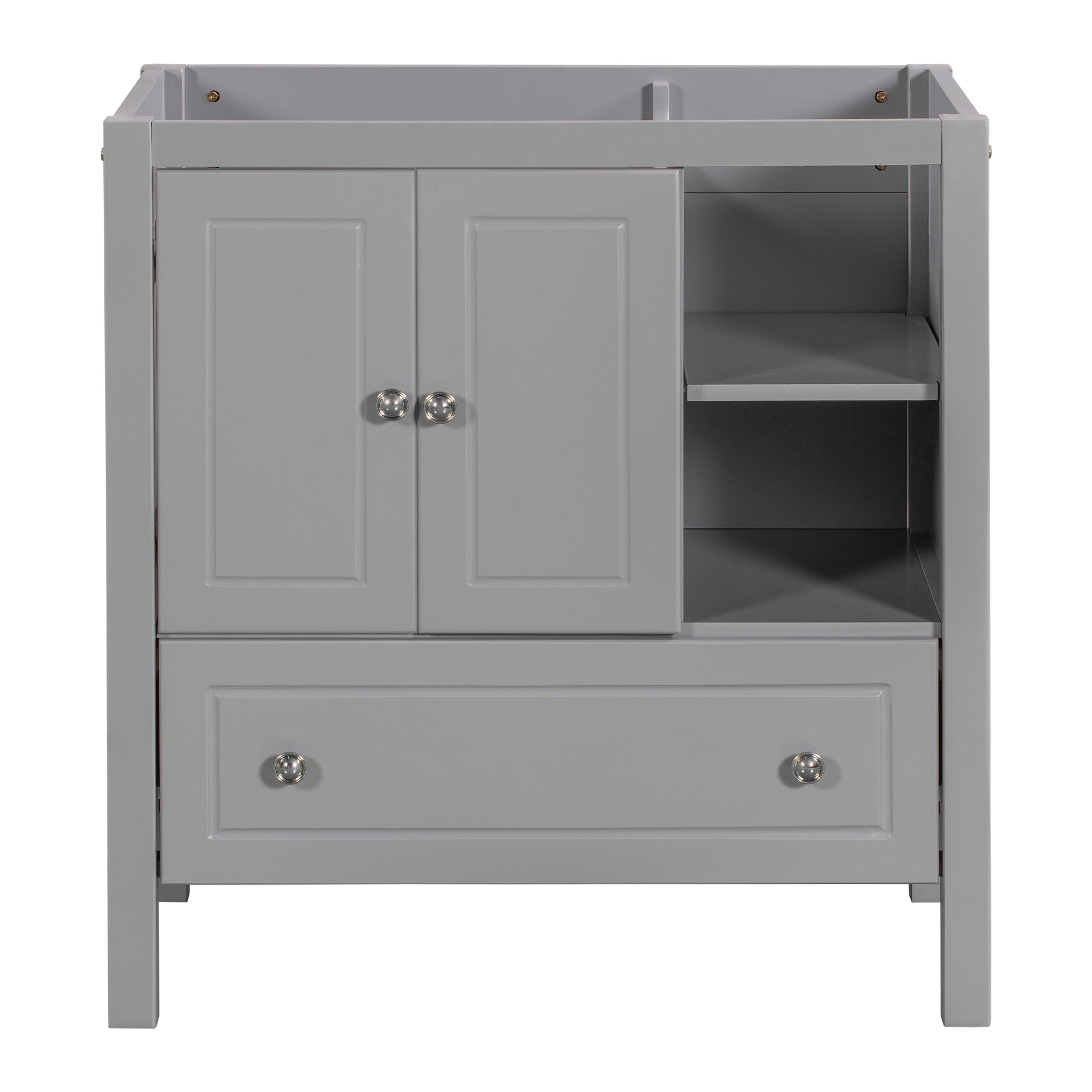 WELLFOR NIE-N7CB480 30-in Gray Bathroom Vanity Base Cabinet without Top