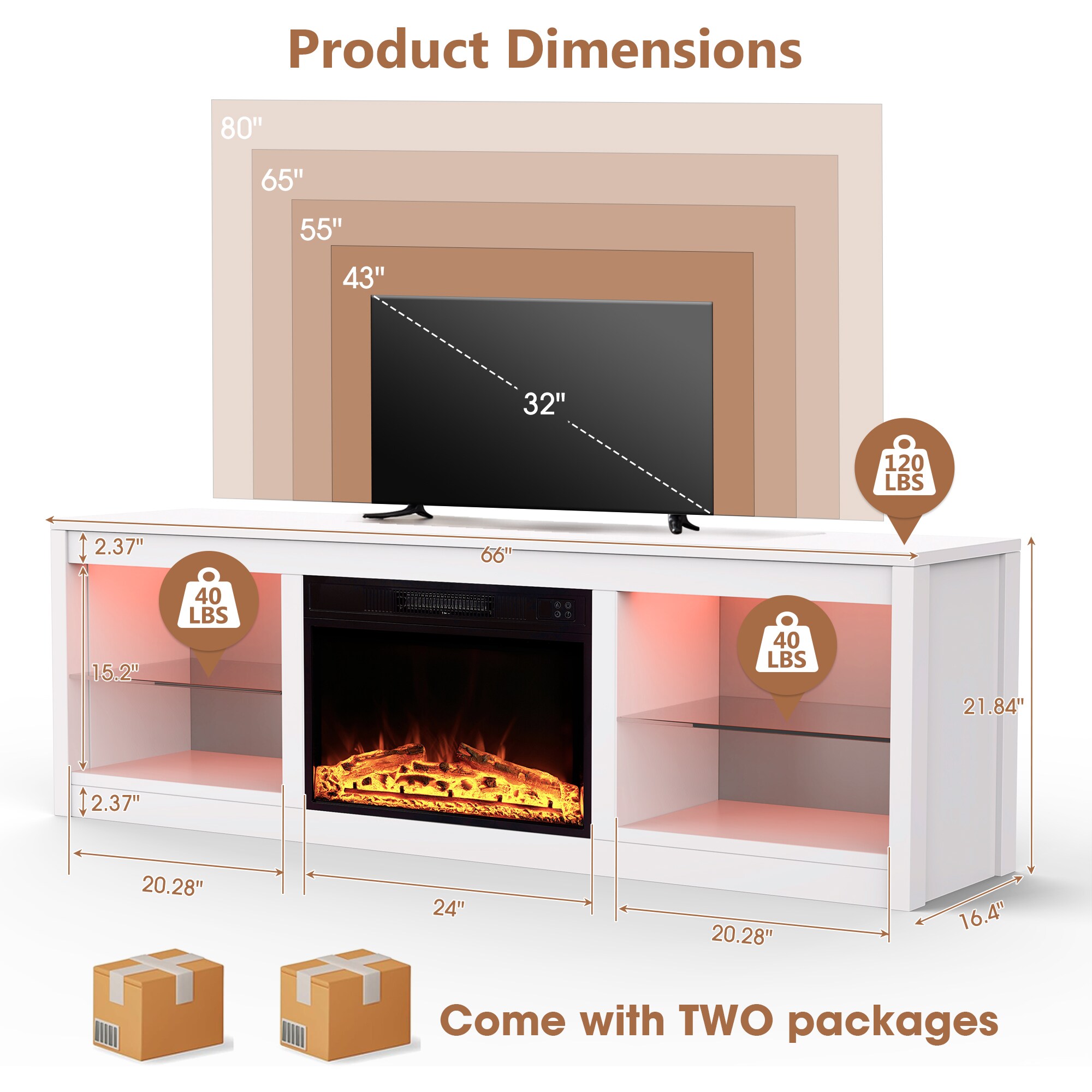 IHOMEadore BBJ01062-66-23G-WH Electric-Fireplaces - View #5
