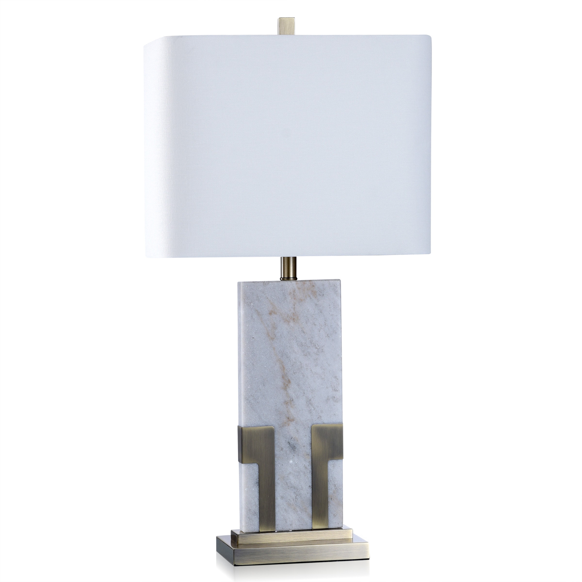 StyleCraft Home Collection Gemma Marble, Antique Brass 3-way Table Lamp ...