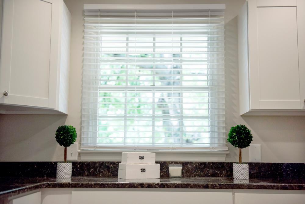 White Cordless Faux Wood 2 in x 54 in Window Blind 35 in Embossed Slats