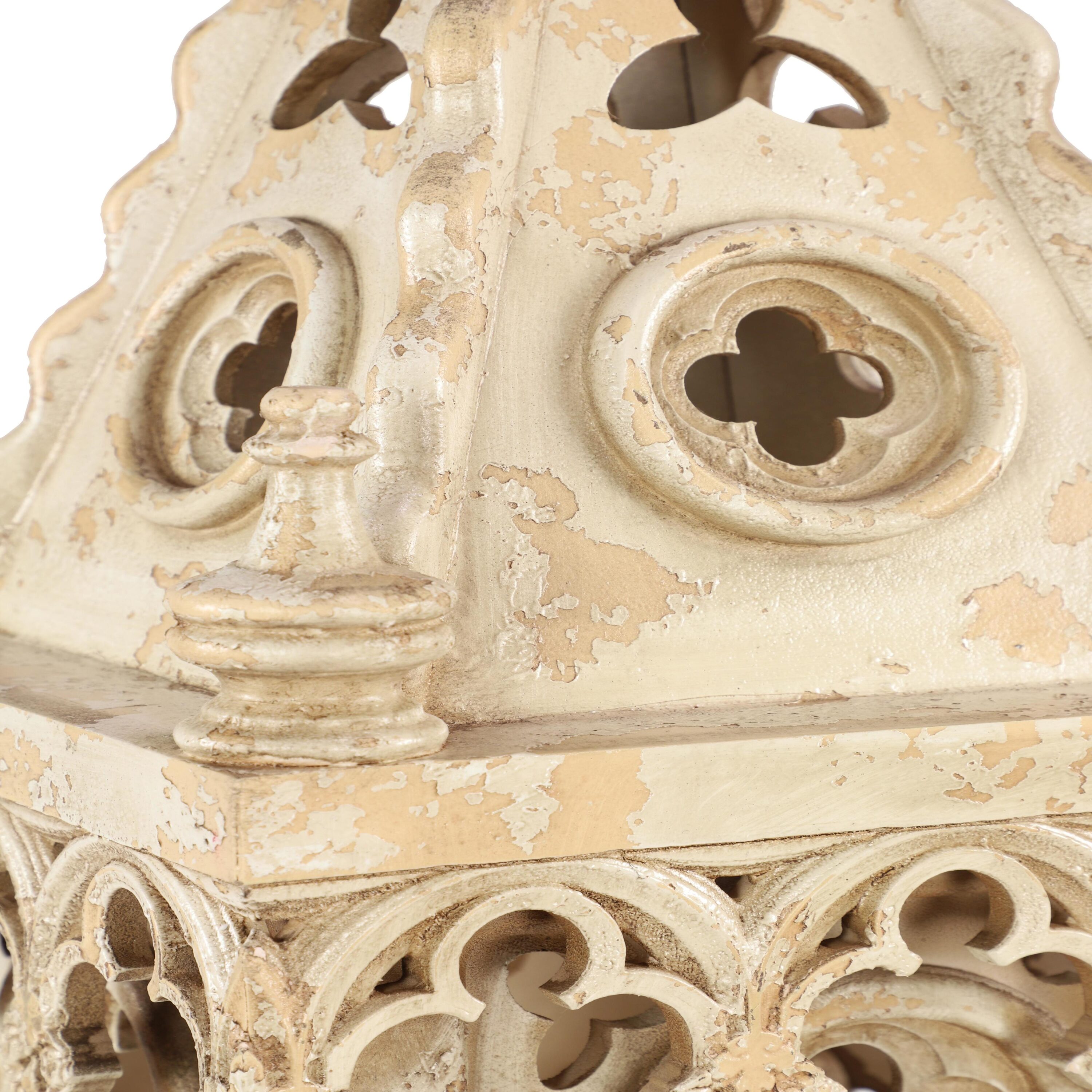 Elegant White Wood Vintage Hanging Candle Lantern - 12" x 55"