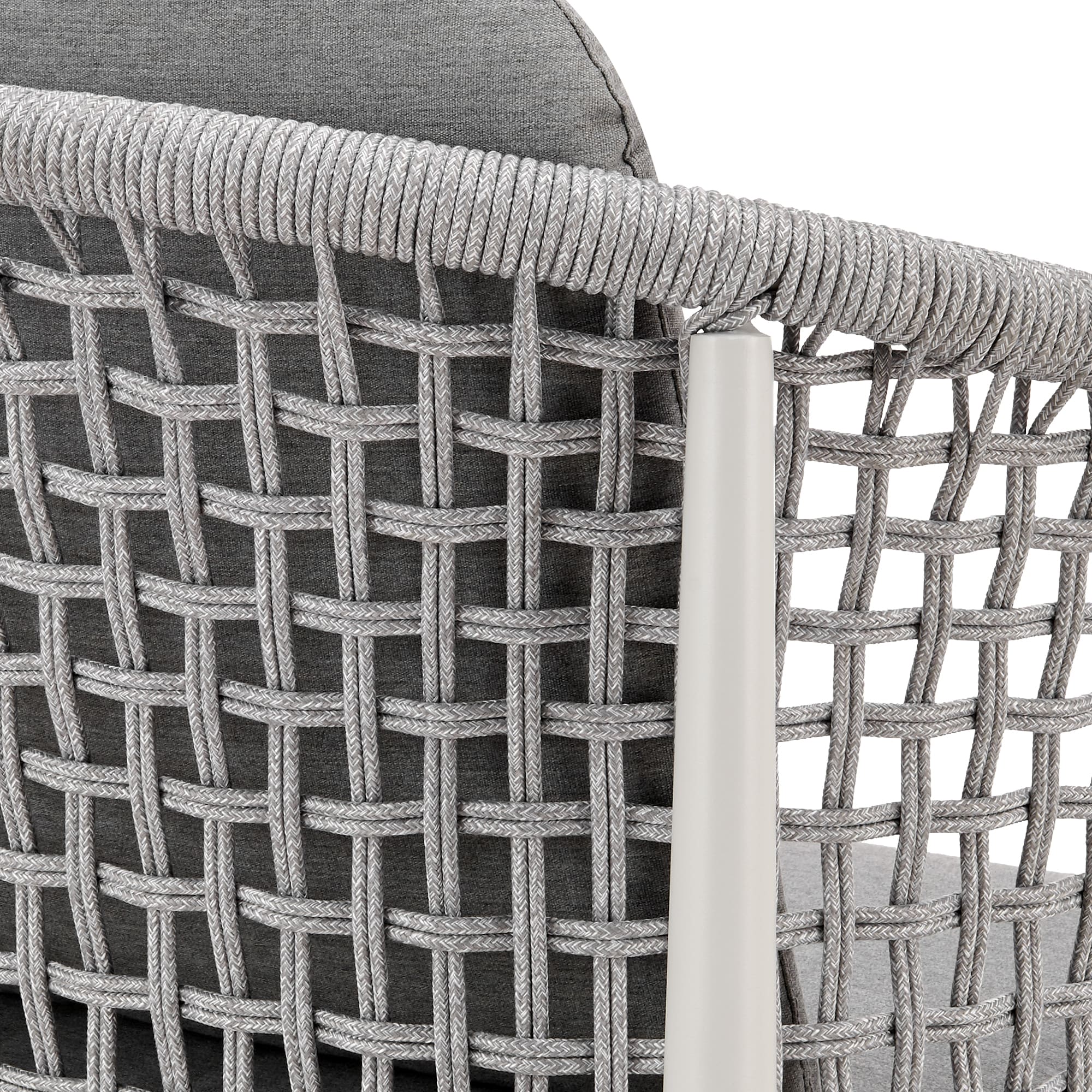 Rhodes Light Gray Aluminum Outdoor Dining Chair Set with Cushions