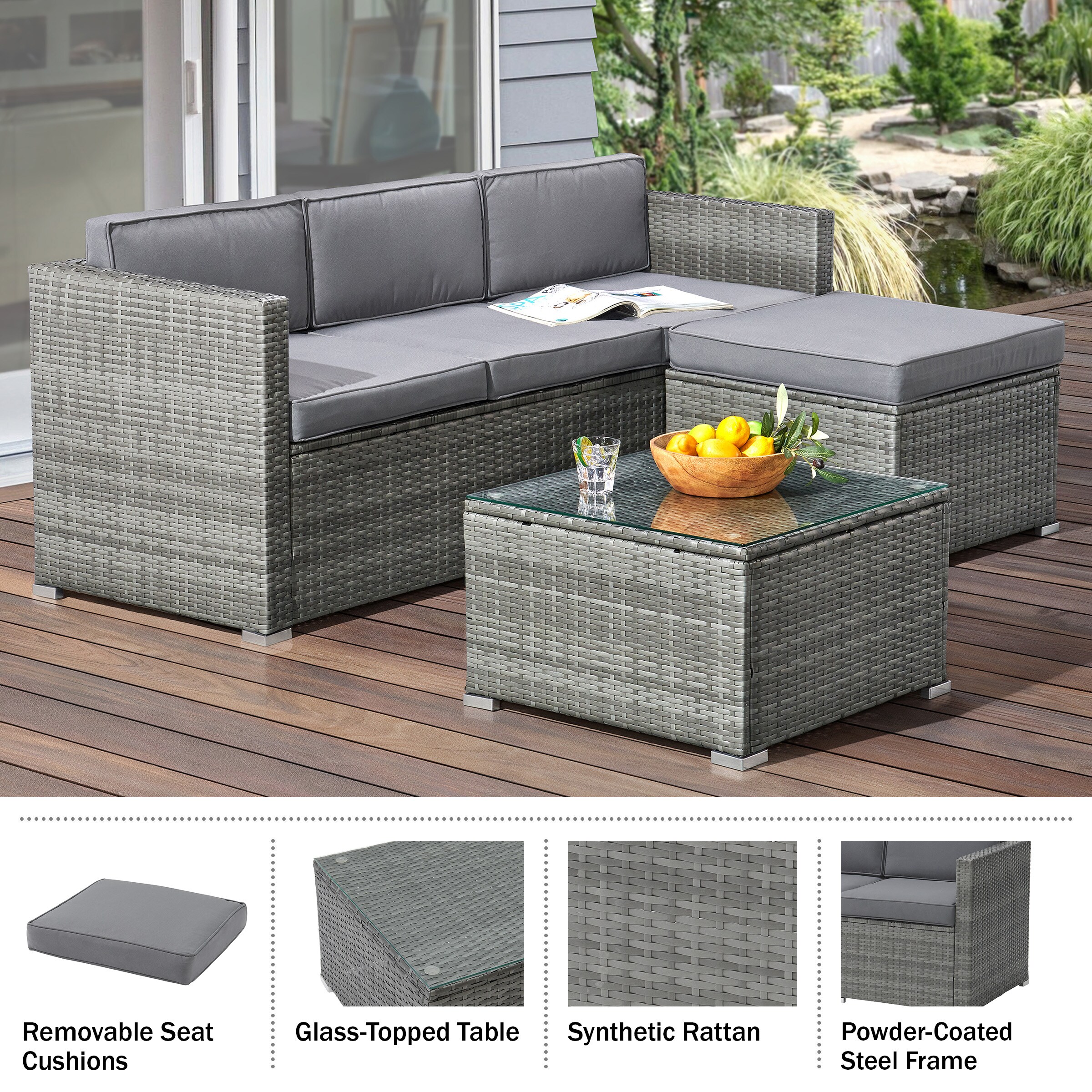 Lavish Home 80-OUTD-WK-SOFOTTBL Patio-Conversation-Sets - View #2