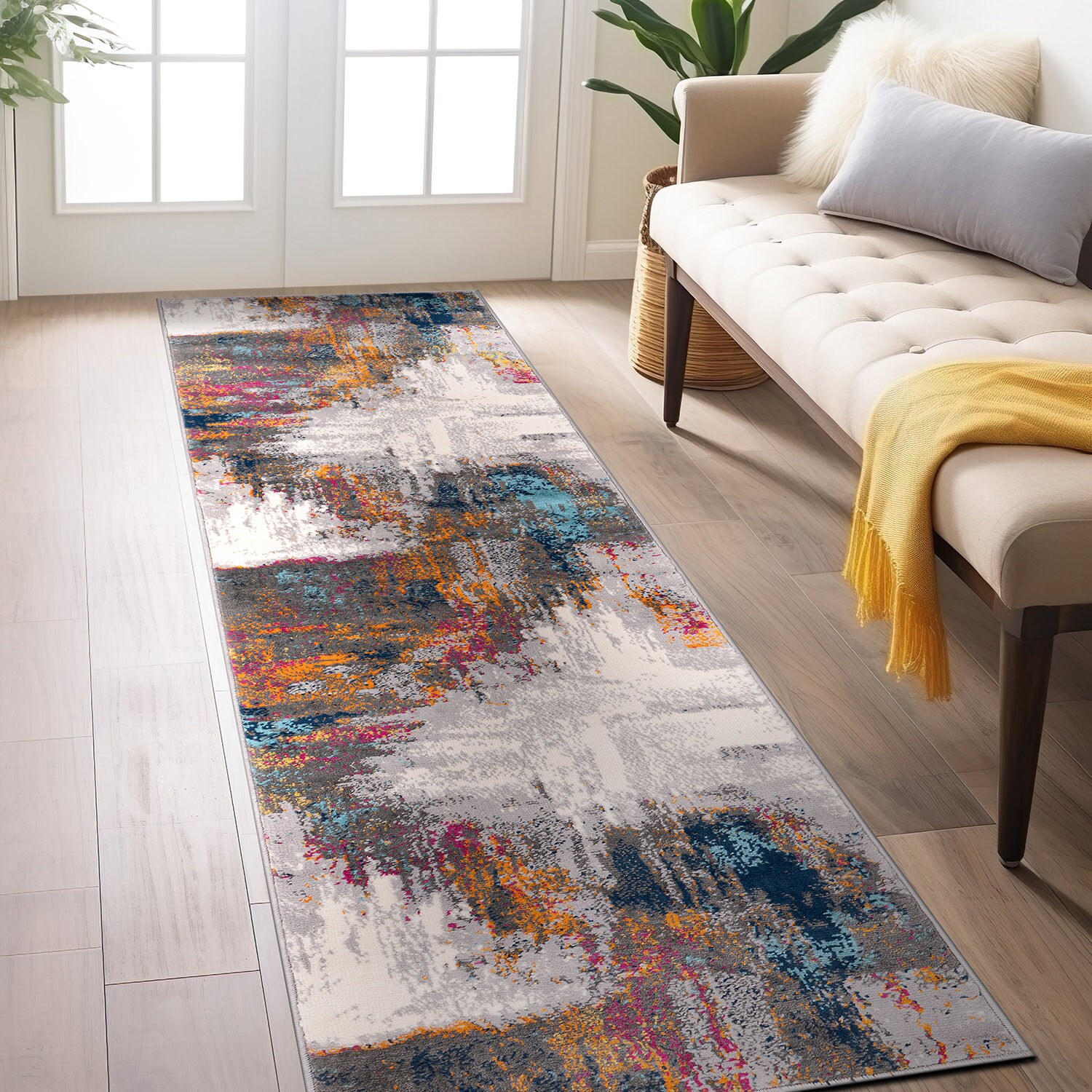 World Rug Gallery 4055MULTI2X7 2 x 7 (ft) Loomed Polypropylene Multi Rectangular Indoor Abstract Vintage Runner rug