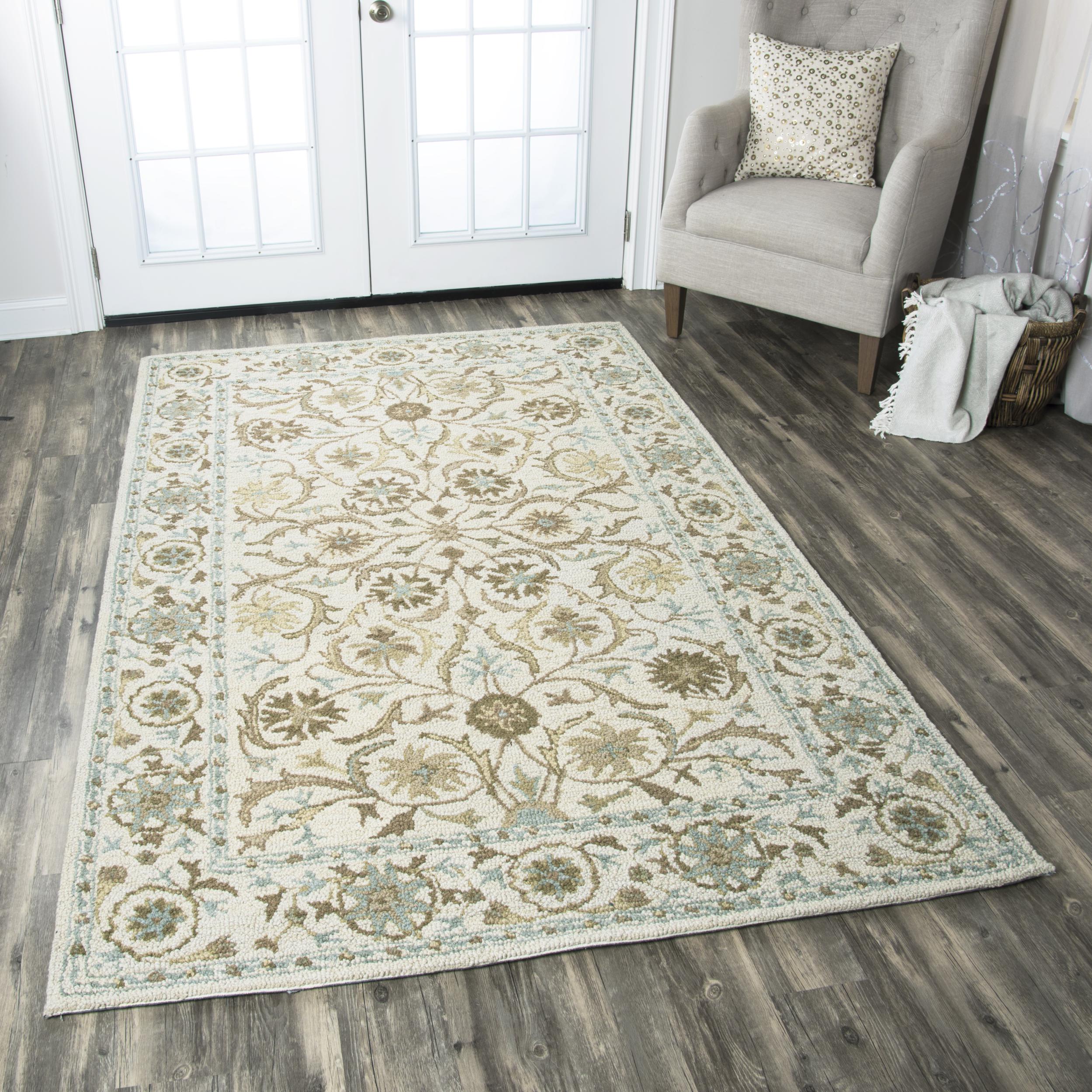 Alora Decor CPTCY100000046696 Crypt 6 x 9 (ft) Tufted Wool Blue Rectangular Indoor Border French Country Area rug