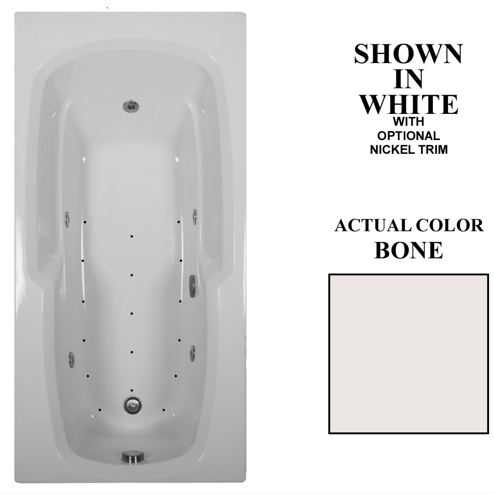 Hydra Massage Baths C6632HMBO Designer 32-in x 66-in Bone Acrylic Drop-In Whirlpool and Air Bath Combination Tub (Reversible Drain)