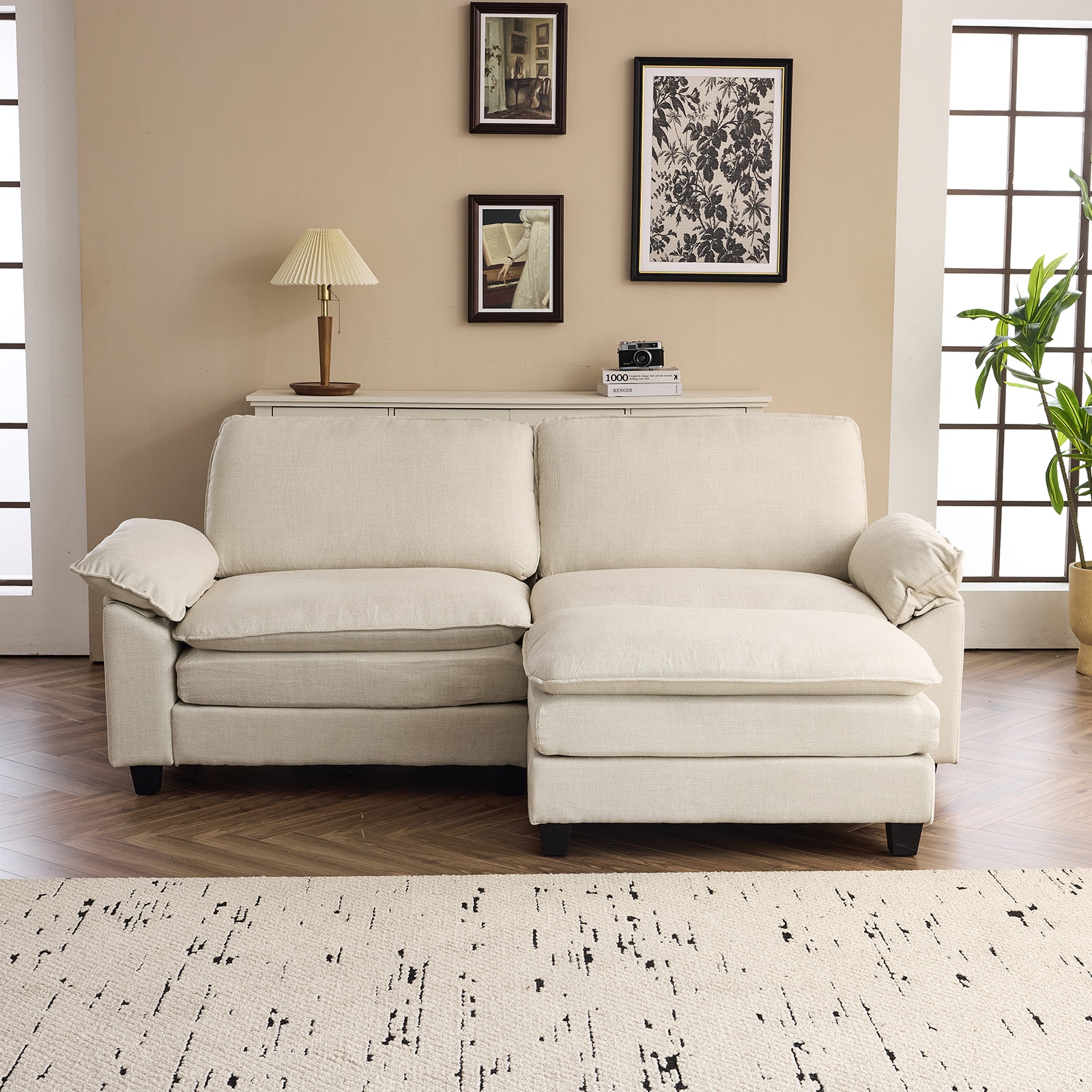 Outopee LO1G98000293+94 76.2-in Modern Cream White Loveseat