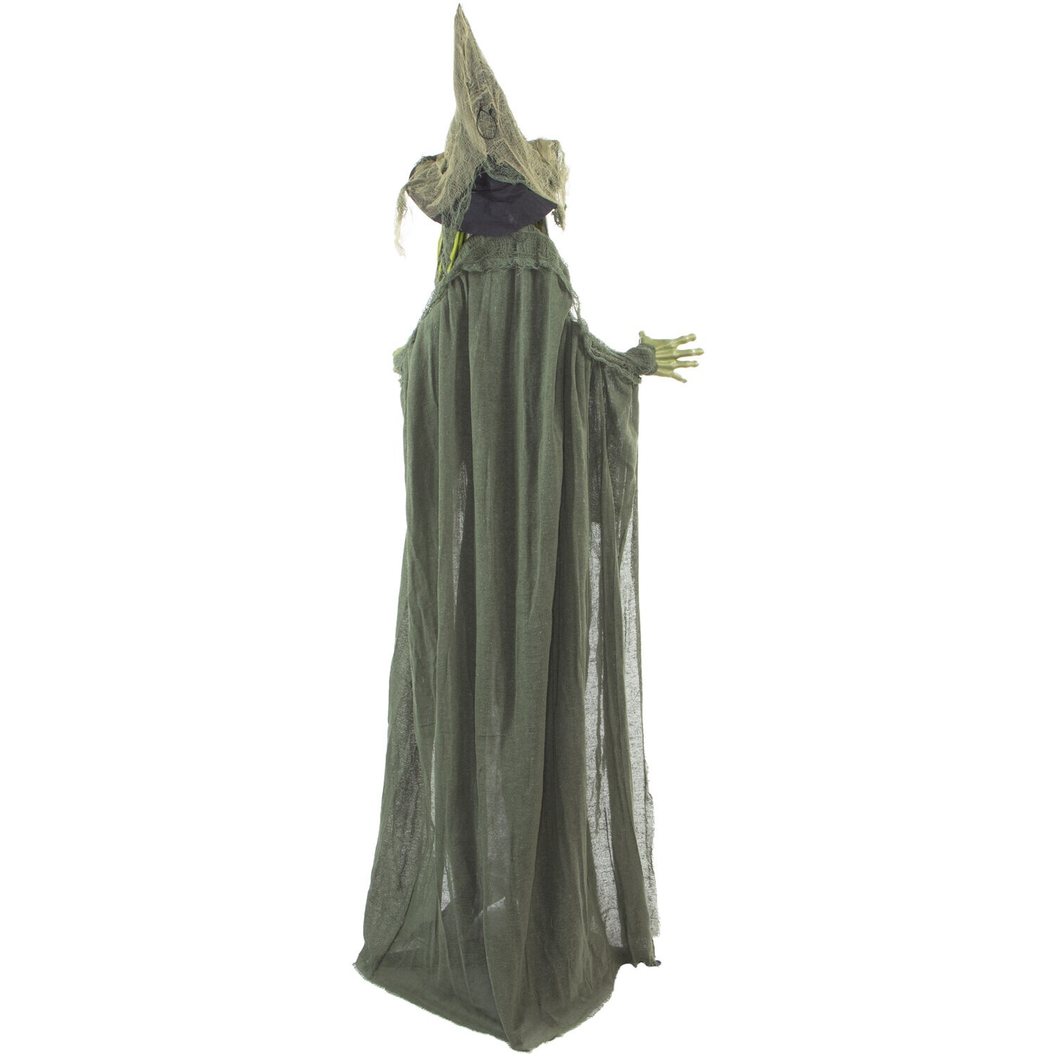 Life-Size Green Witch with Crystal Ball Halloween Animatronic