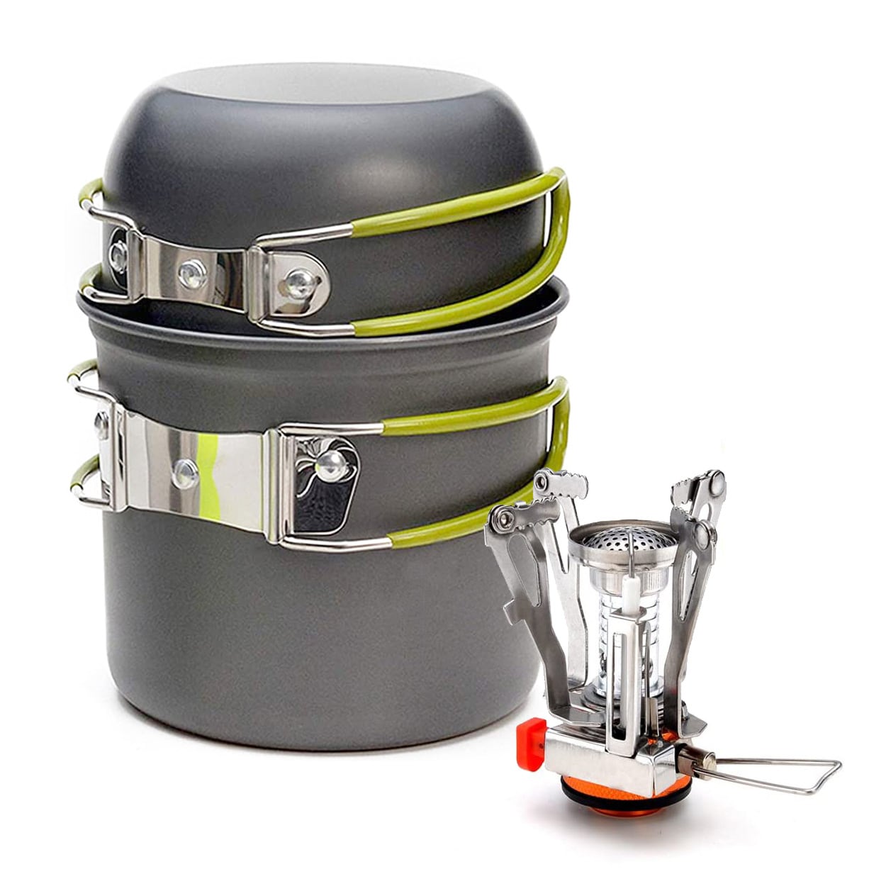Outdoor Portable Stainless Steel Cooker Cooking Camping Travel Cookware Pot Set 
