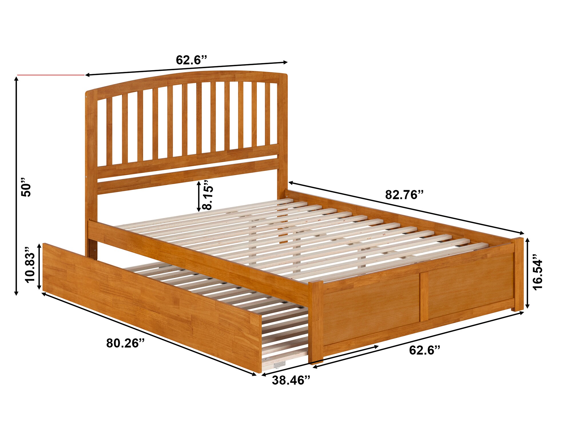 Light Toffee Queen Wood Platform Bed with Slatted Headboard