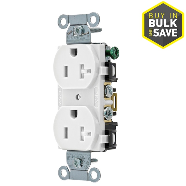 Hubbell White 20-Amp Duplex Tamper Resistant Residential/Commercial Outlet Hubbell White 20-Amp Duplex Tamper Resistant Residential/Commercial Outlet