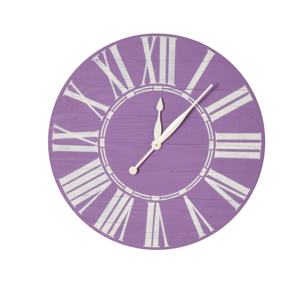 Large Analog Wall Clock Living Room Home Office Decorative Lavender French Style 