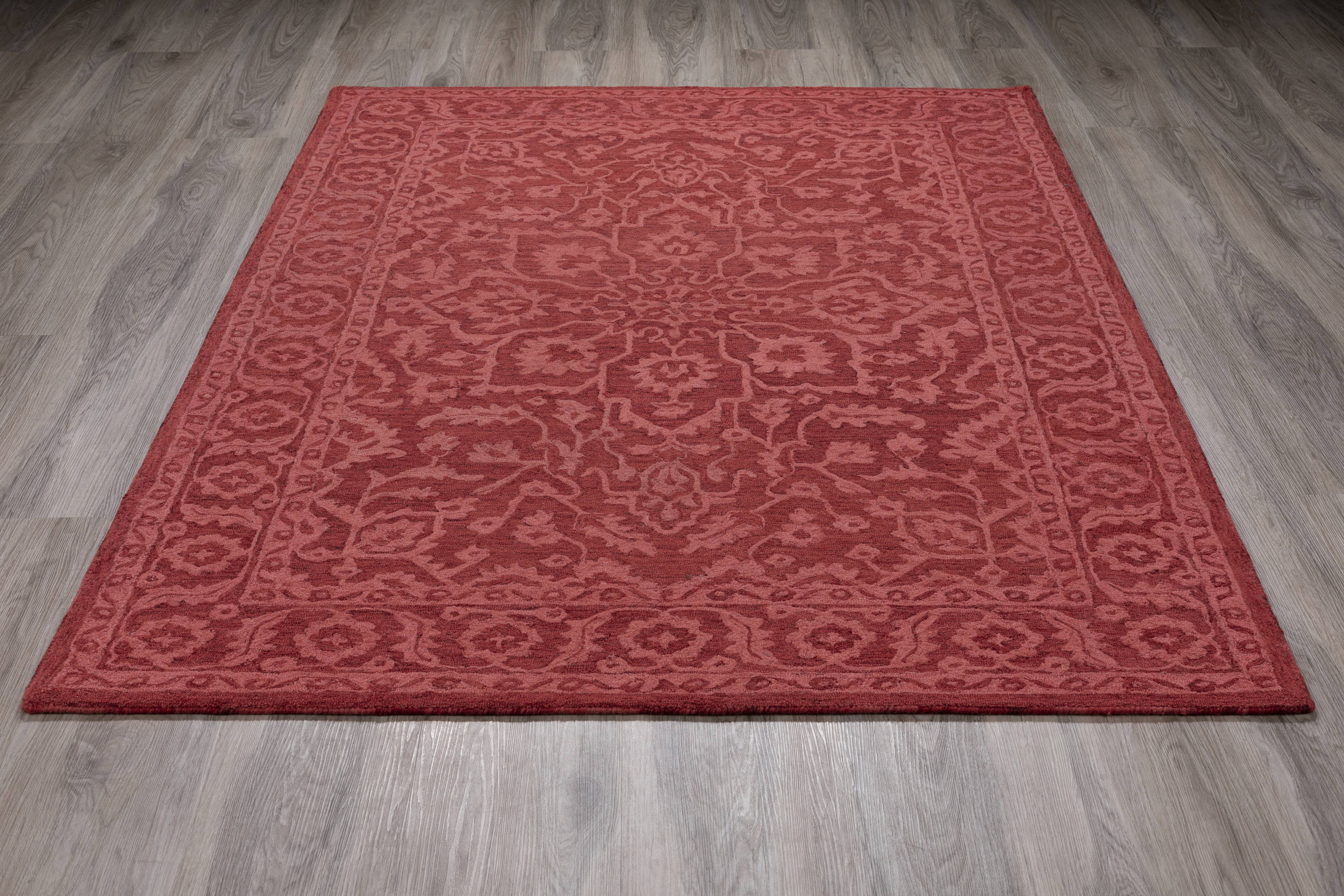 Harlow Vintage Ruby Red Hand-Tufted Wool Area Rug 5'x7'