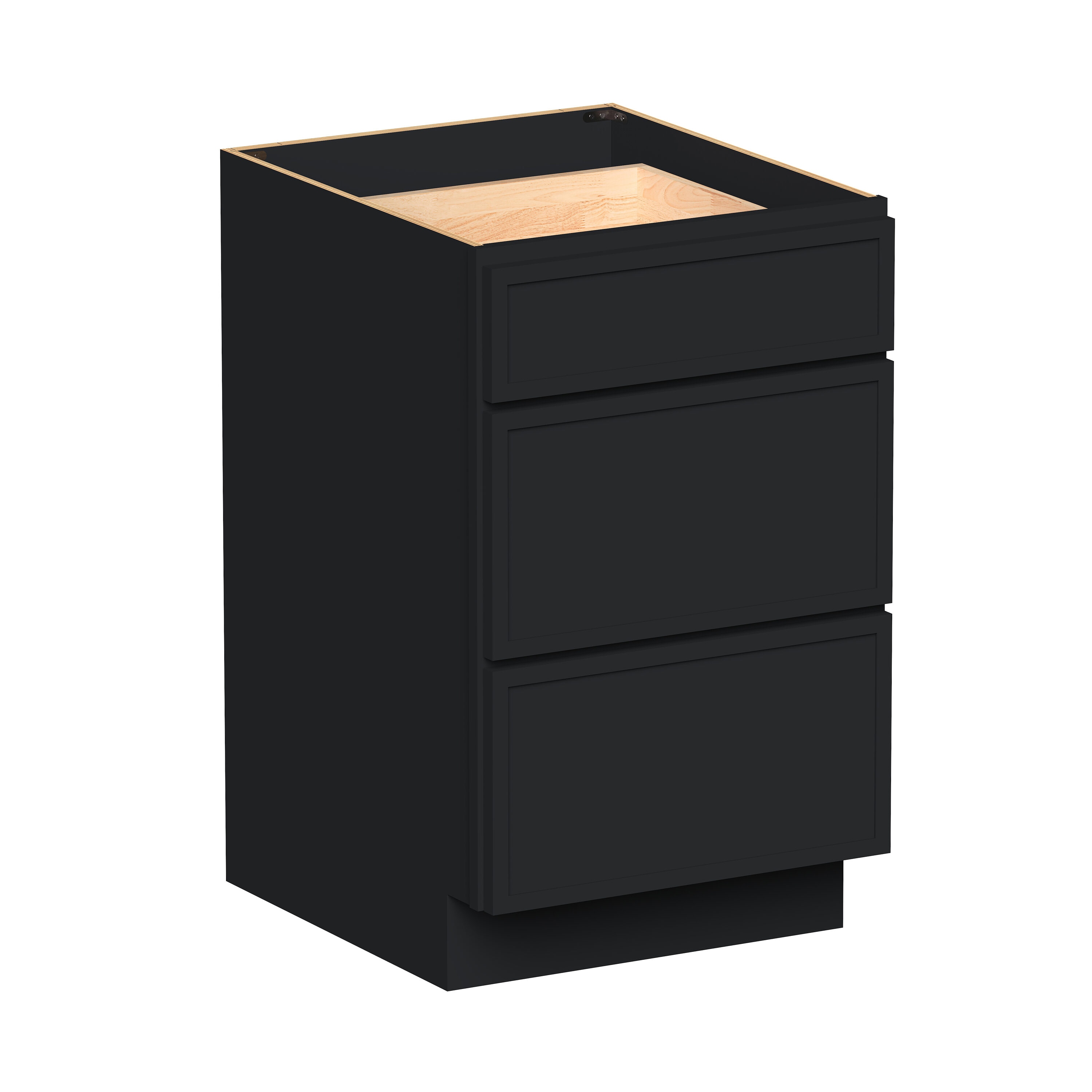 Boyel Living 21-in W x 34.5-in H x 24-in D Black Shaker Ready-to-Assemble Kitchen 3-Drawer Base Cabinet with Soft-Close Drawers #BL-DB21SSE