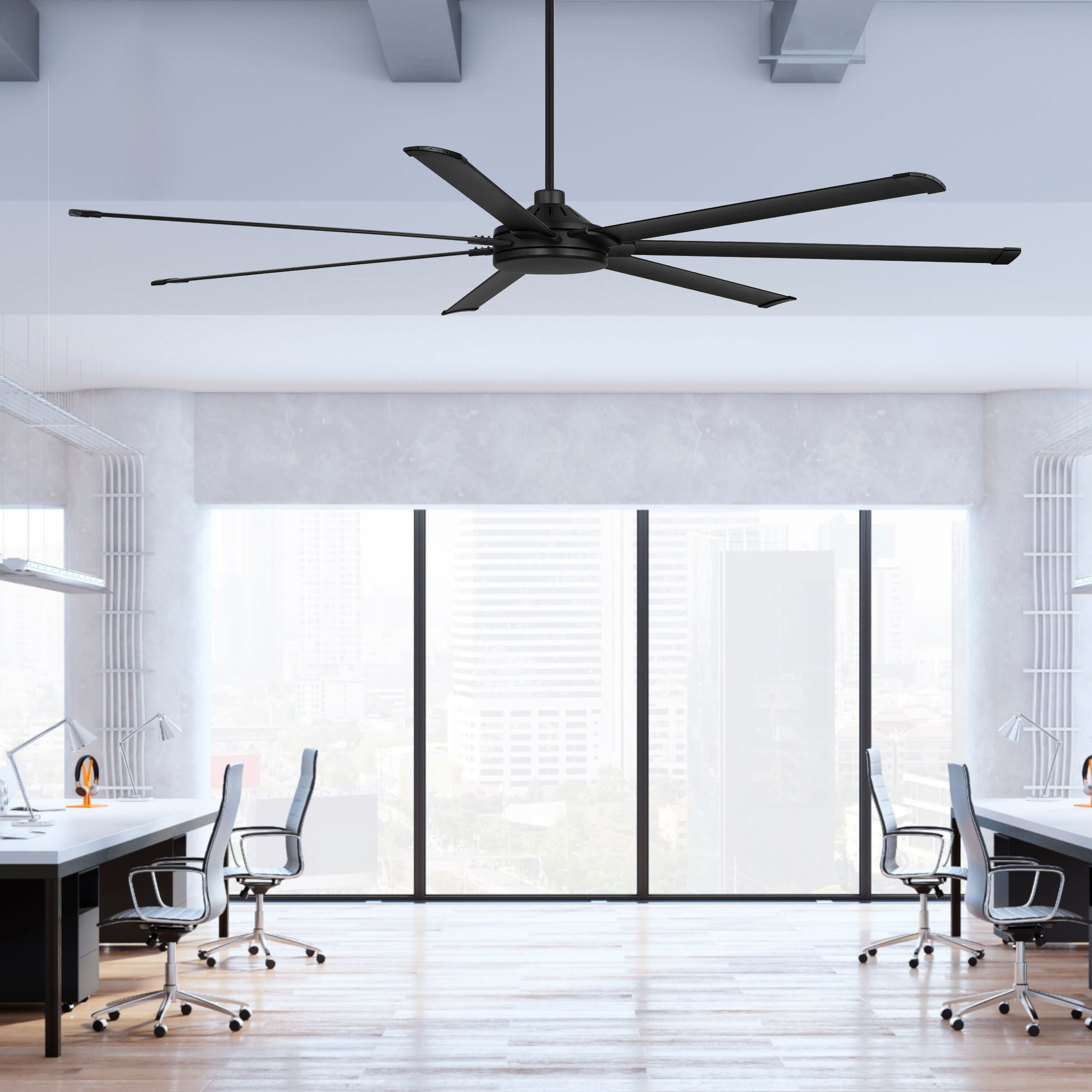 Harbor Breeze AR22-100MBK Megalodon 100-in Outdoor Matte Black with Matte Black Blades Ceiling Fan Without Light ( 7 -Blade )