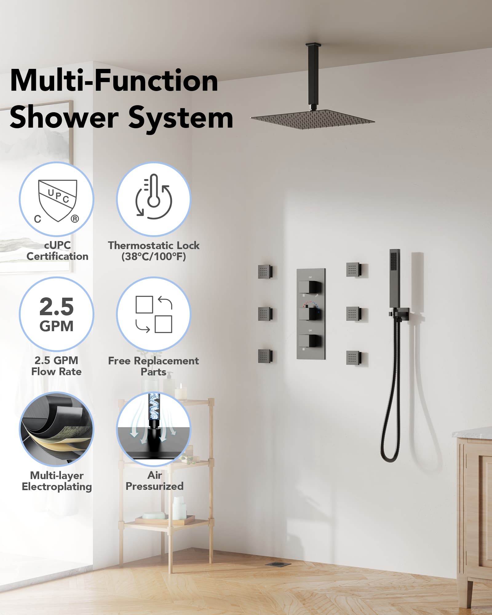 EVERSTEIN SFS1004-BK12 Tub-Shower-Faucets - View #2