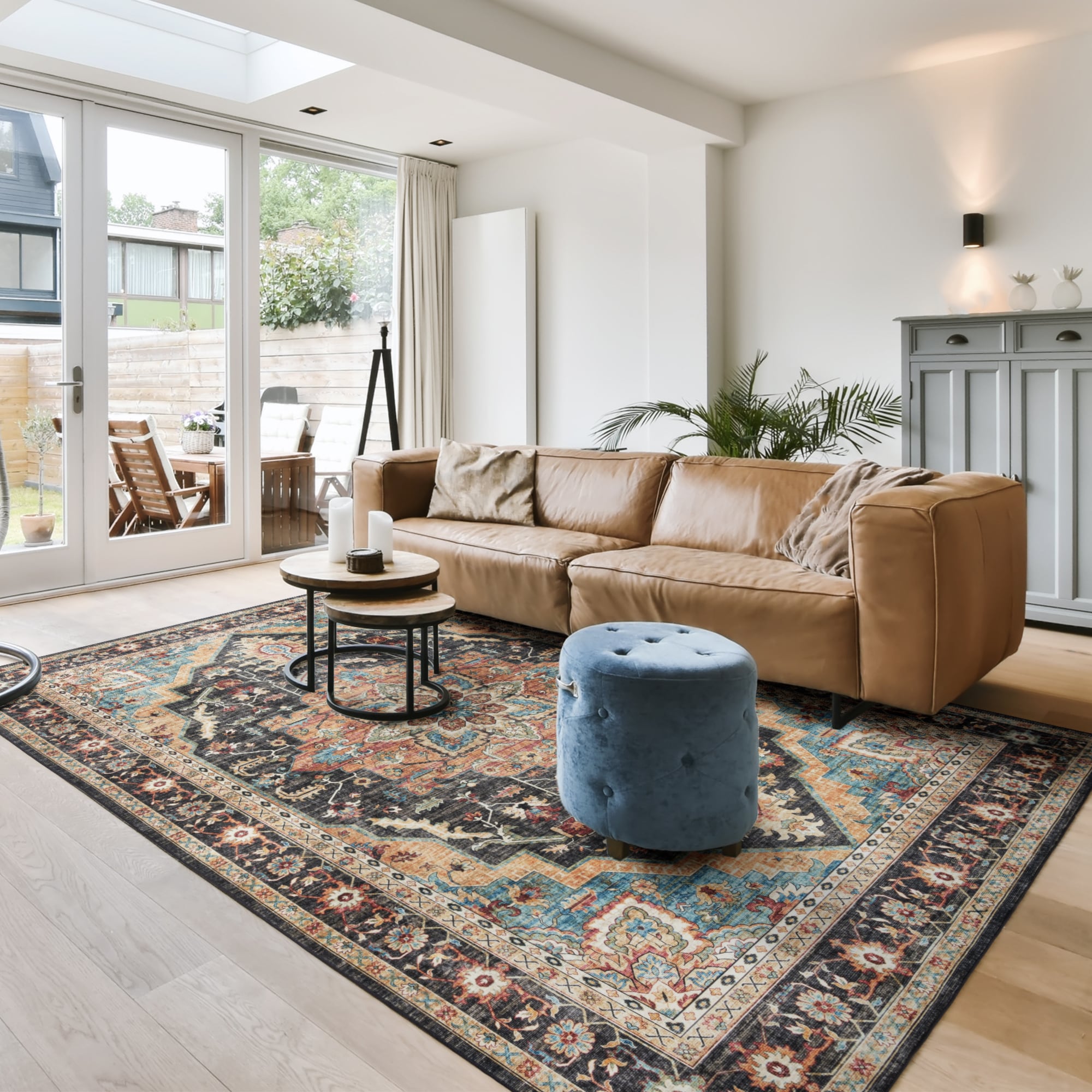 GERTMENIAN 28538 Soha 3 x 5 (ft) Polyester Black Rectangular Indoor Medallion Bohemian/Eclectic Area rug