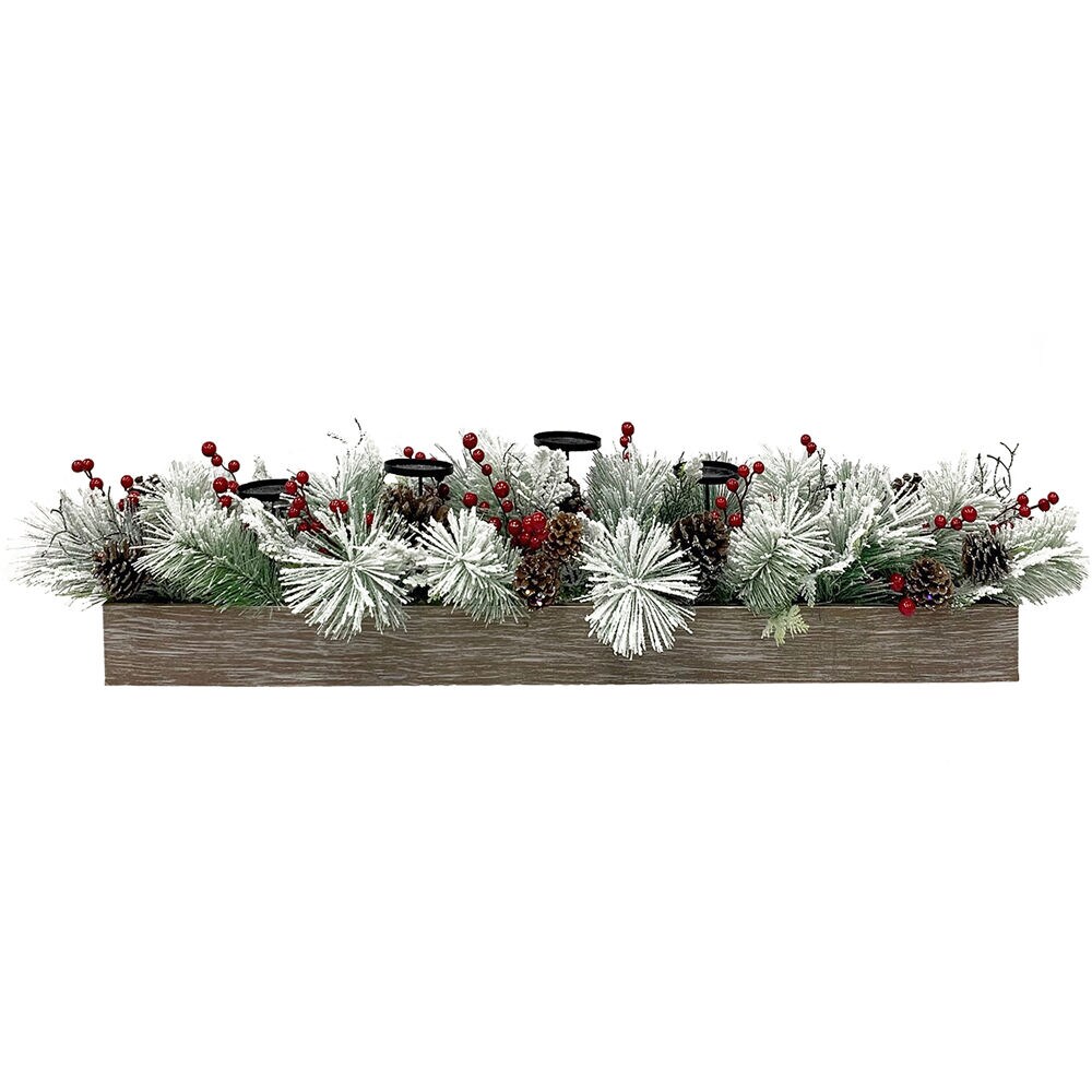 Fraser Hill Farm FF042CHTT005-GR 5 Candle Wood Dish Candle Holder