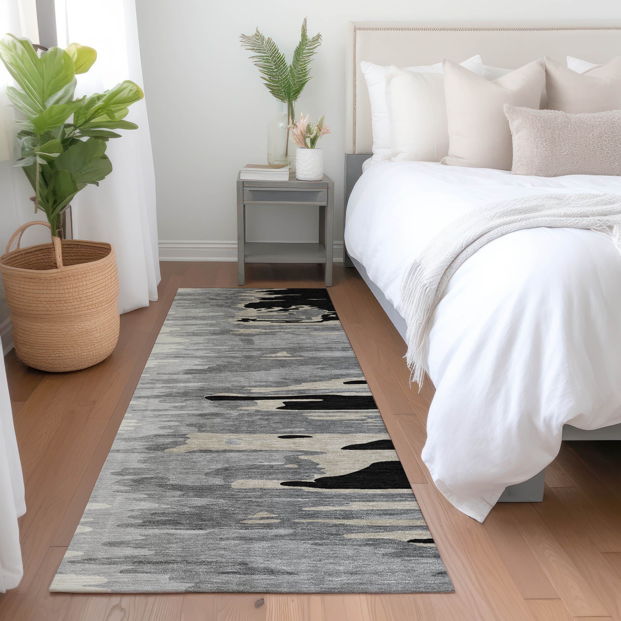 Addison Rugs ACN1050BK2X8 Chantille ACN1050BK 2 x 7 (ft) Polyester Black Rectangular Indoor/Outdoor Geometric Machine washable Runner rug