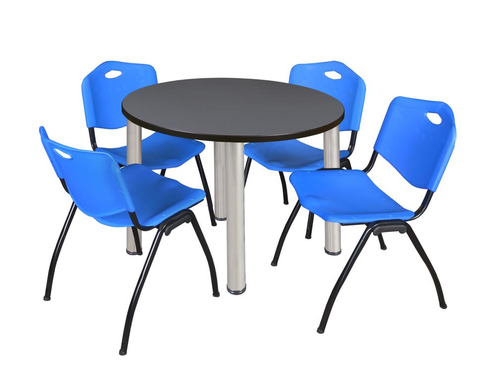 Regency TB42RNDGYBPCM47BE Breakroom Gray 4-Person Training Table (42-in W x 29-in H)