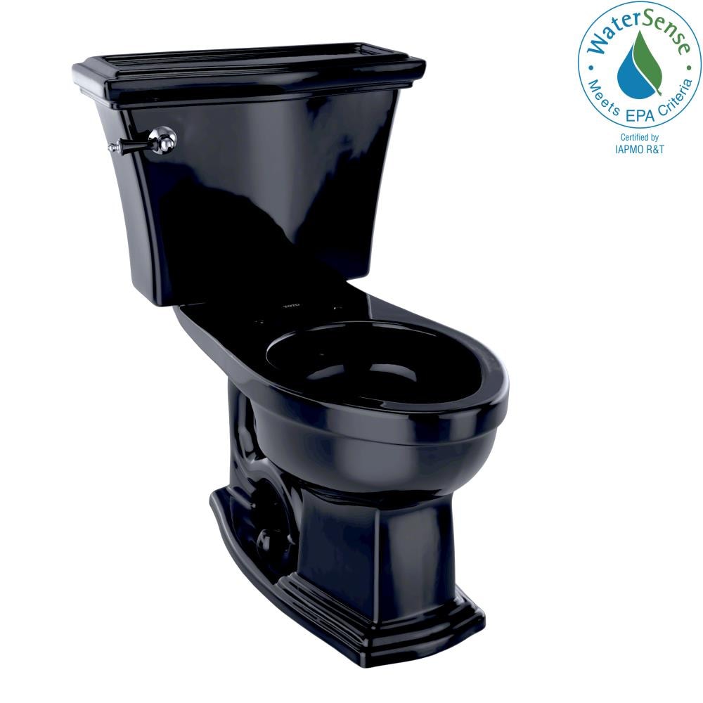 TOTO Eco Clayton Ebony Elongated Chair Height 2-Piece WaterSense Toilet ...