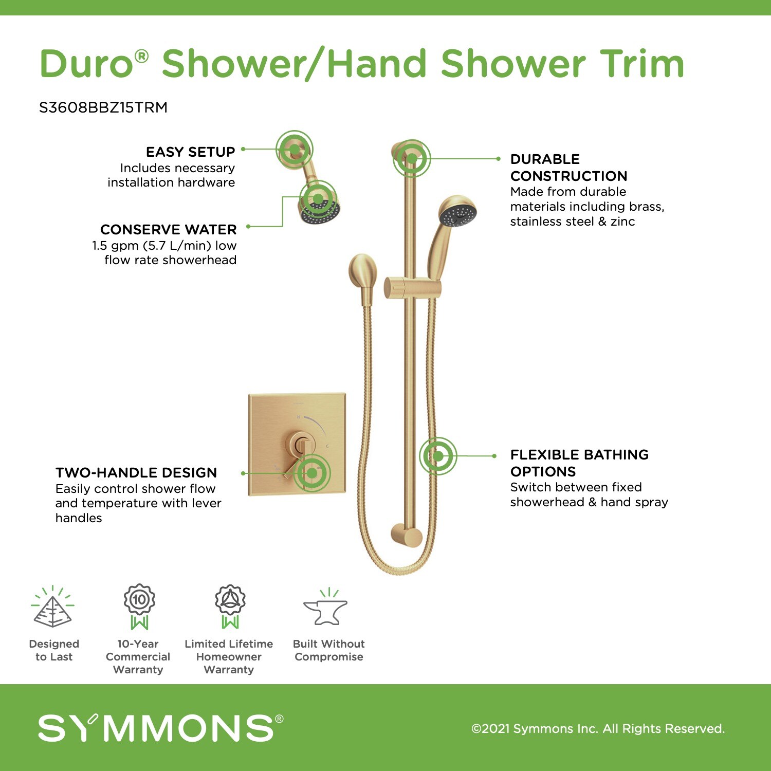 Symmons S3608BBZ15TRM Tub-Shower-Faucets - View #3