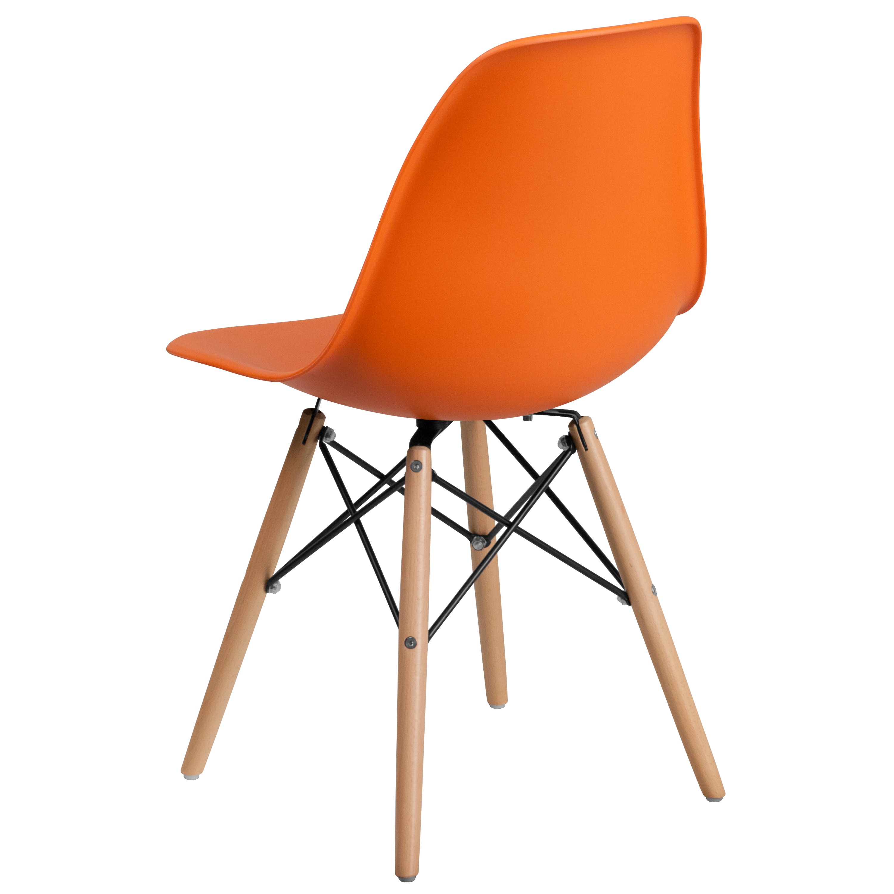 Mid-Century Modern Orange Plastic Side Chair with Wooden Legs