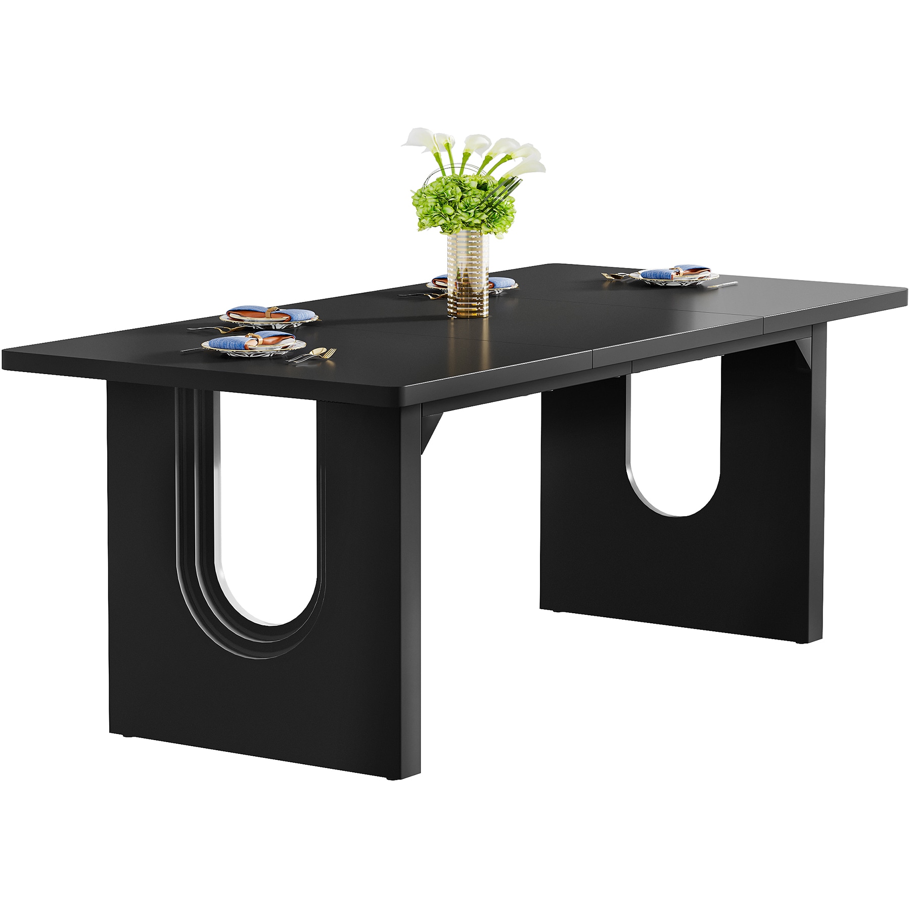 Tribesigns LWFD-J0271 Office Conference Table Black 6 -Person Conference table ( 70.89-in W x 29.53-in H )