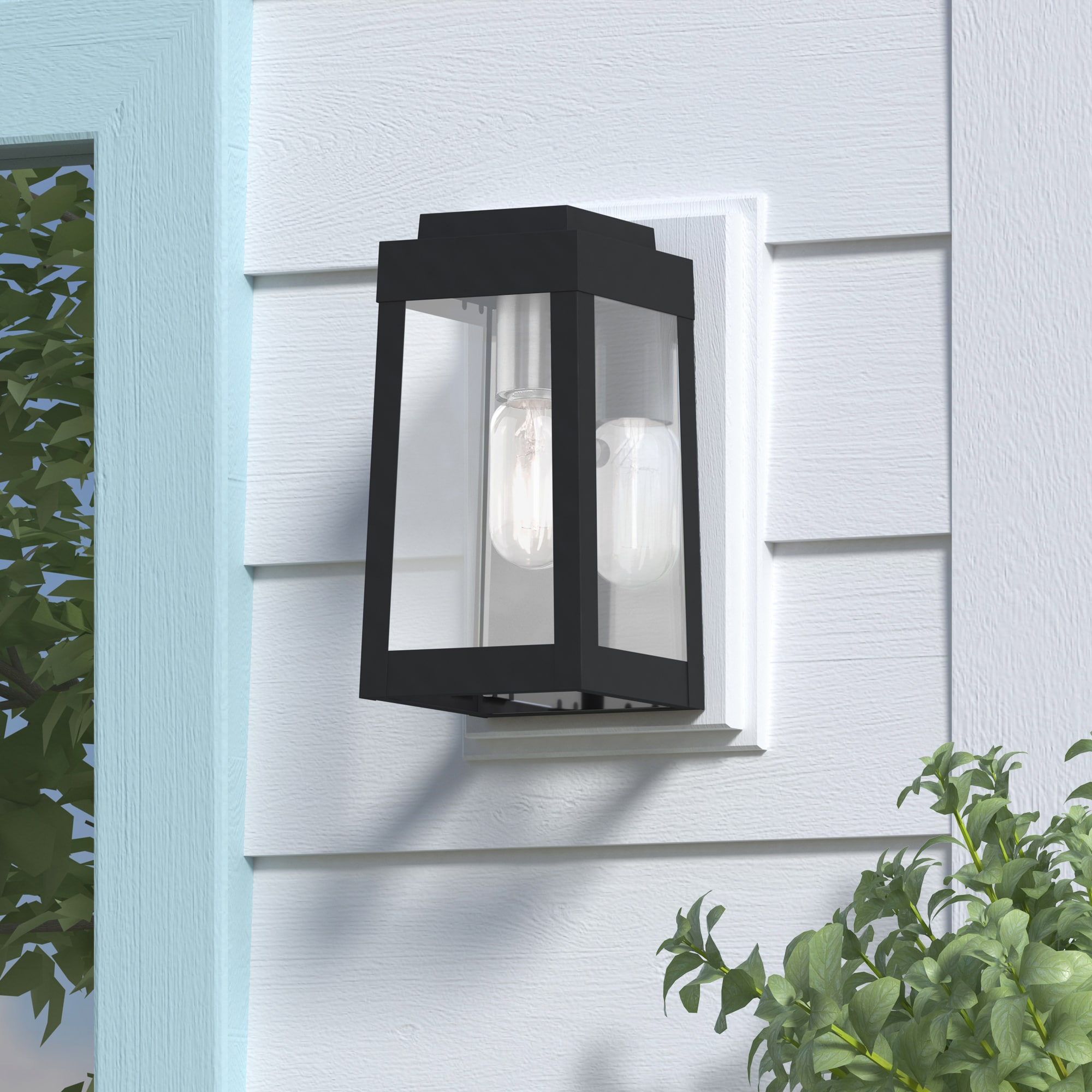 Oslo Sleek Black Outdoor Wall Lantern with Clear Glass