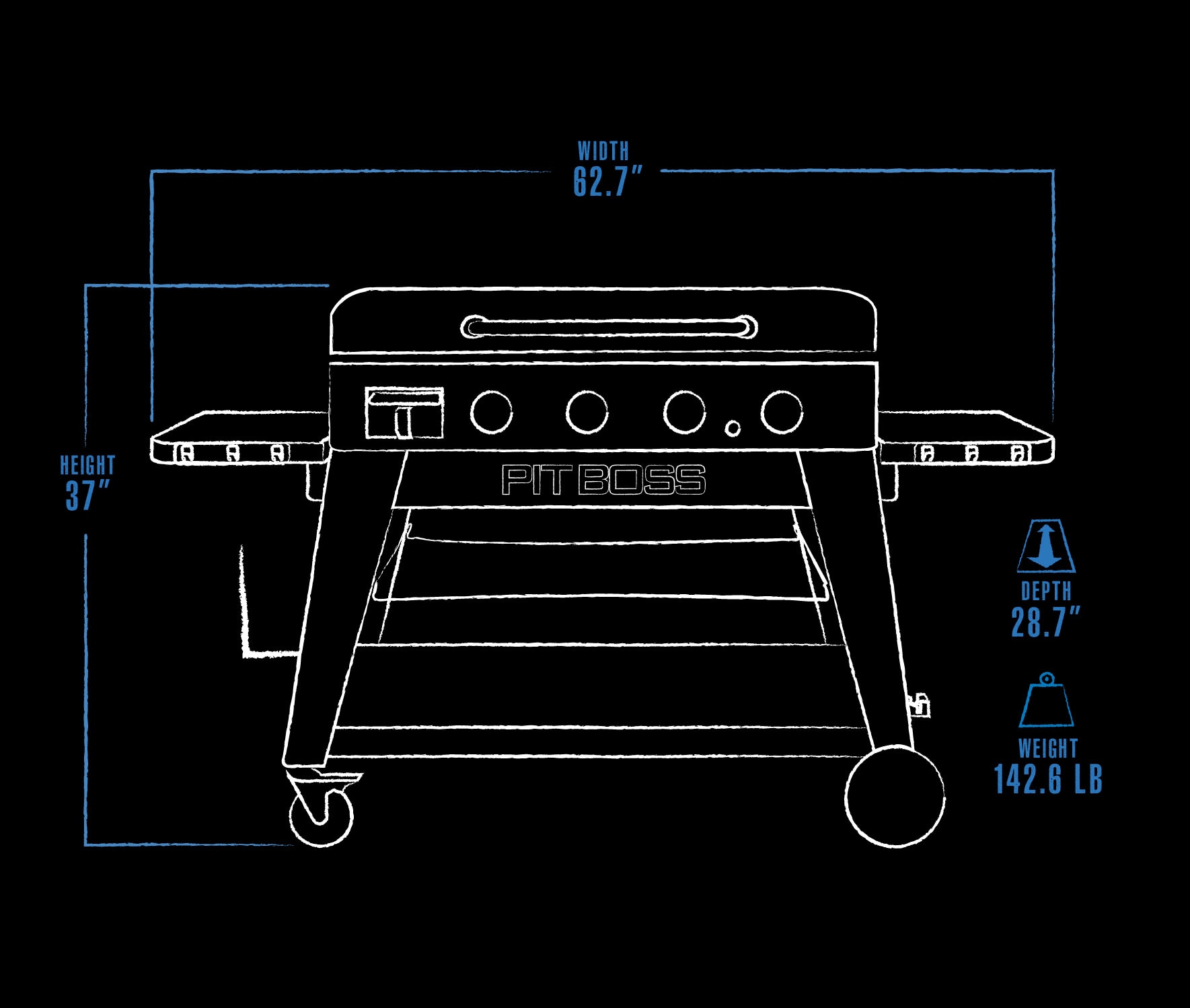 Pit Boss Grills Ultimate Lift-Off Series 57-Inch 3-Burner  Freestanding/Tabletop Propane Gas Commercial Style Flat Top Griddle - 10781