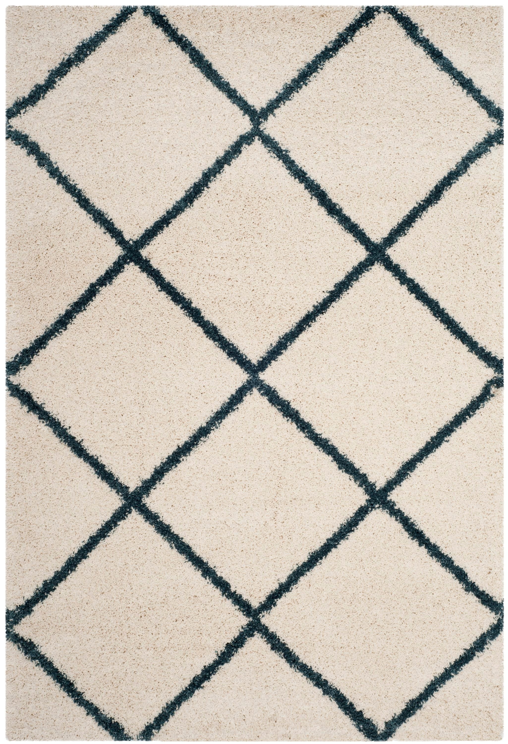 Safavieh SGH281T-6 Hudson Beckham Shag 6 x 9 (ft) Loomed Polypropylene Ivory/Slate Blue Rectangular Indoor Trellis Area rug