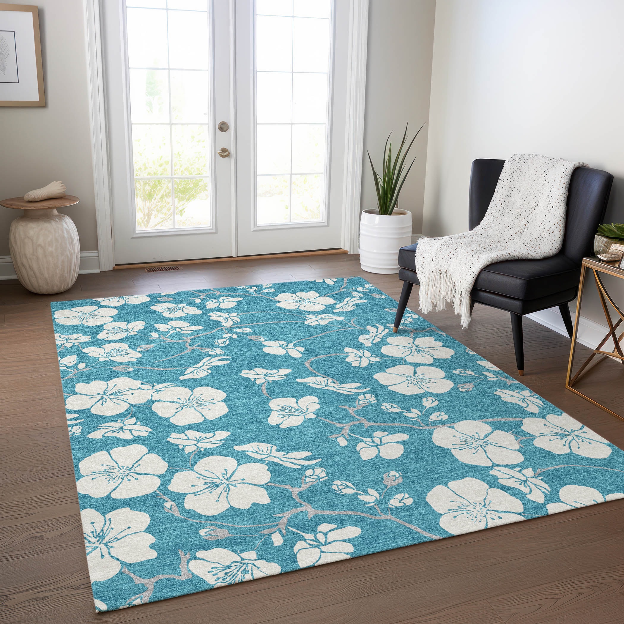 Addison Rugs ACN1032TQ30X46 Chantille ACN1032TQ 2 x 3 (ft) Polyester Turquoise Rectangular Indoor/Outdoor Geometric Machine washable Area rug