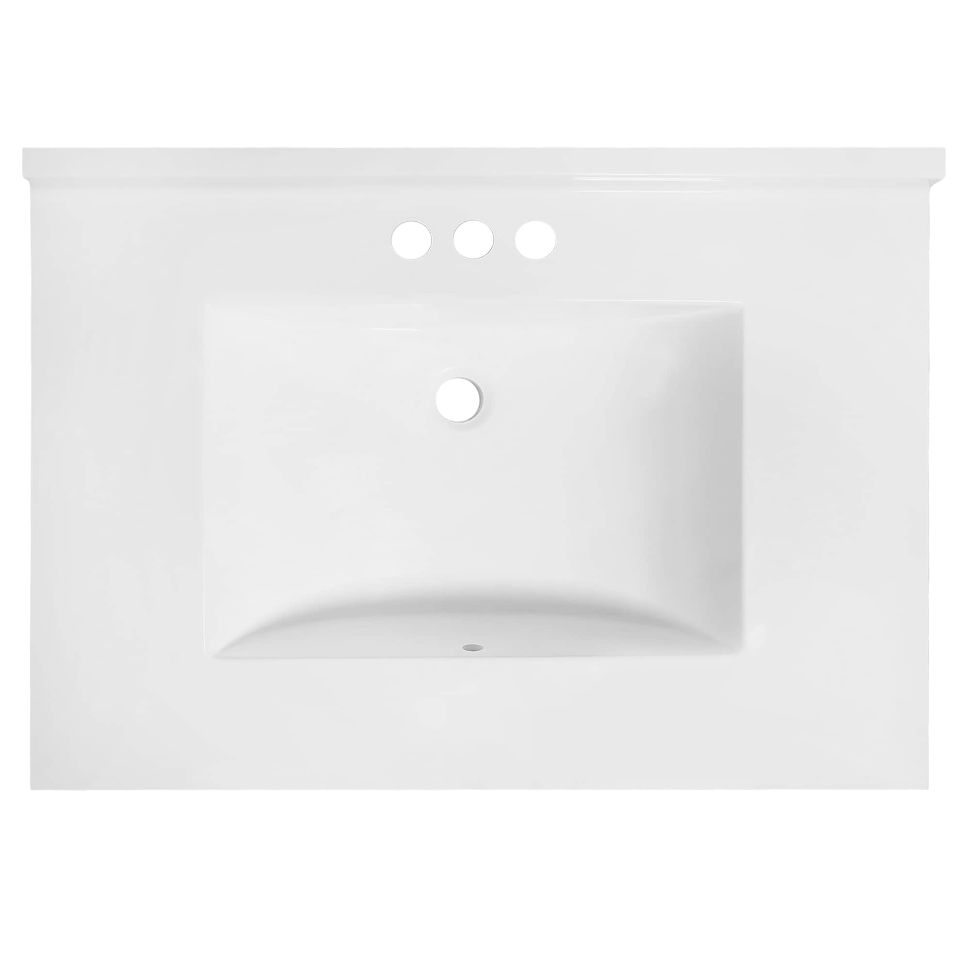 31-Inch Solid White Cultured Marble Vanity Top with Backsplash
