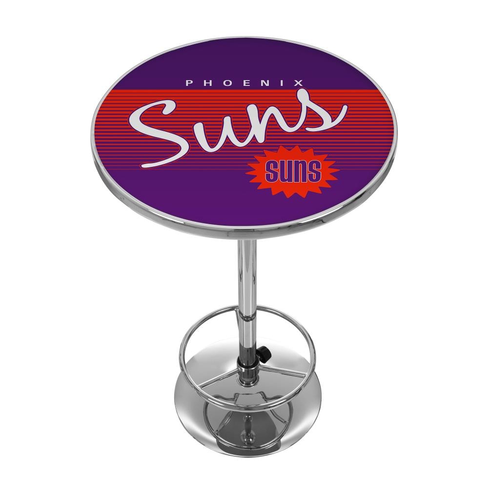 Trademark Gameroom NBA2000HC-PS Phoenix Suns Pub Tables Chrome Round Traditional Bar Table, Composite with Metal Pedestal Base 27.375-in L x 42-in H