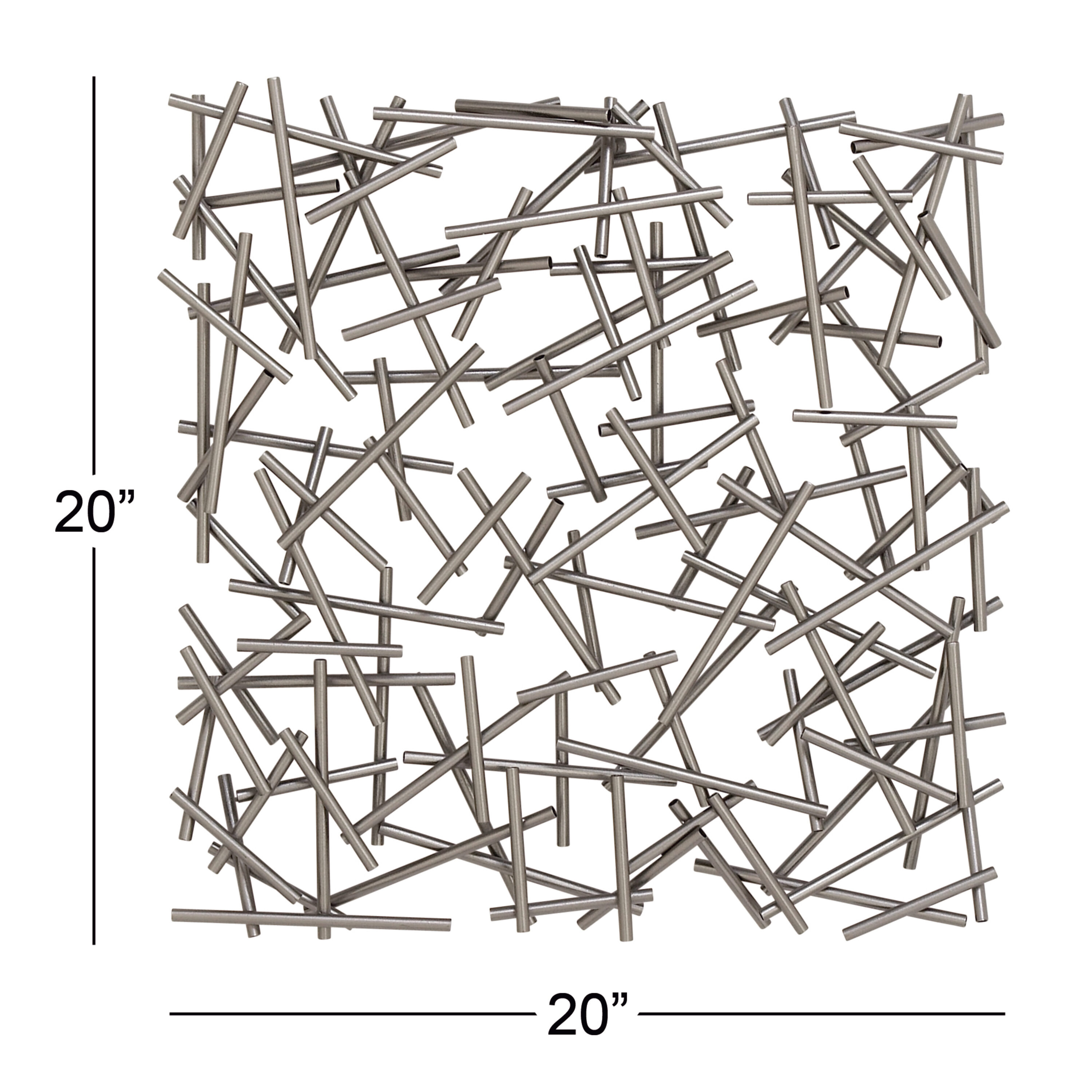 Silver Metal Abstract Geometric Wall Sculpture, 20" x 20"
