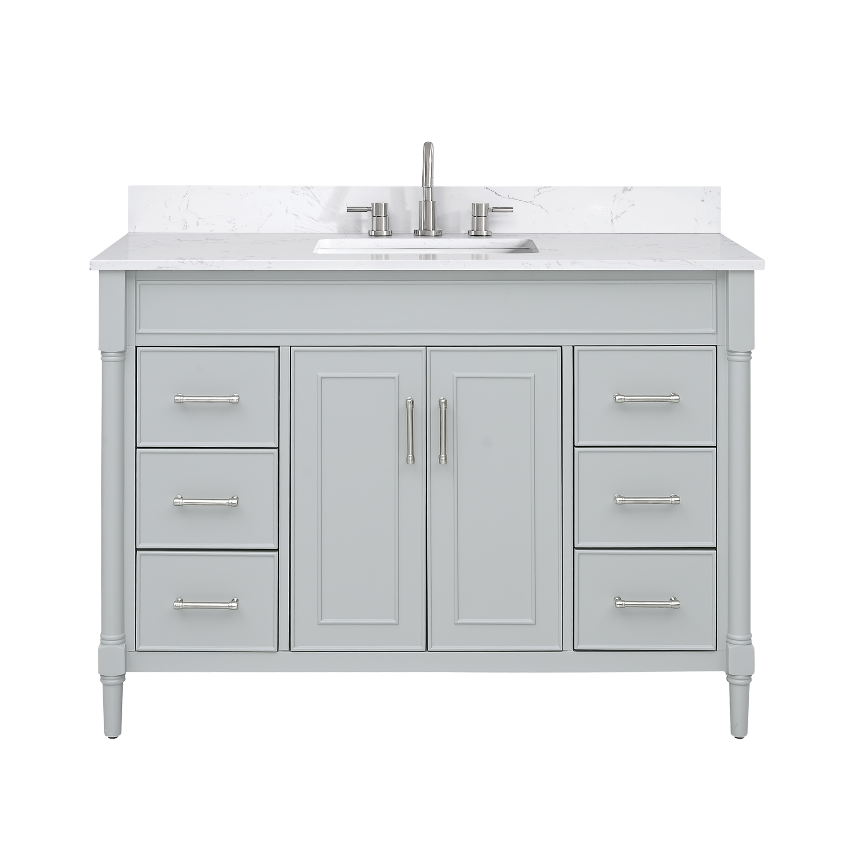Light Gray 49'' Single Bathroom Vanity with Engineered Stone Top