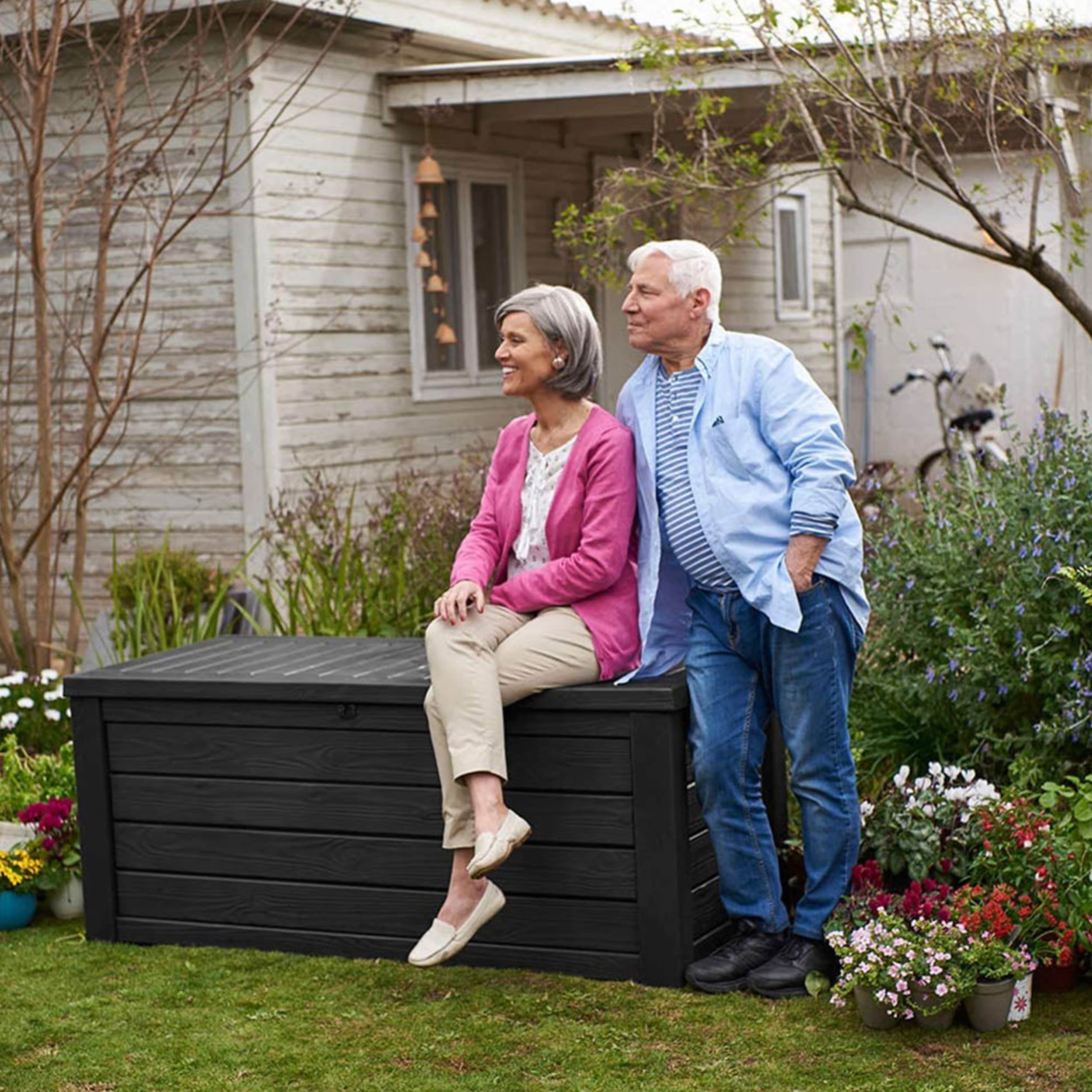 Keter Westwood Dark Gray Resin 150 Gallon Deck Storage Box Set