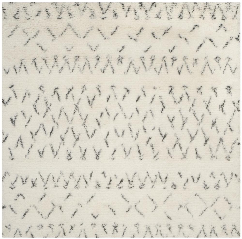 Safavieh CSB851B-6SQ Casablanca Inez Shag 6 x 6 (ft) Tufted Wool Ivory/Gray Square Indoor Abstract Moroccan Area rug