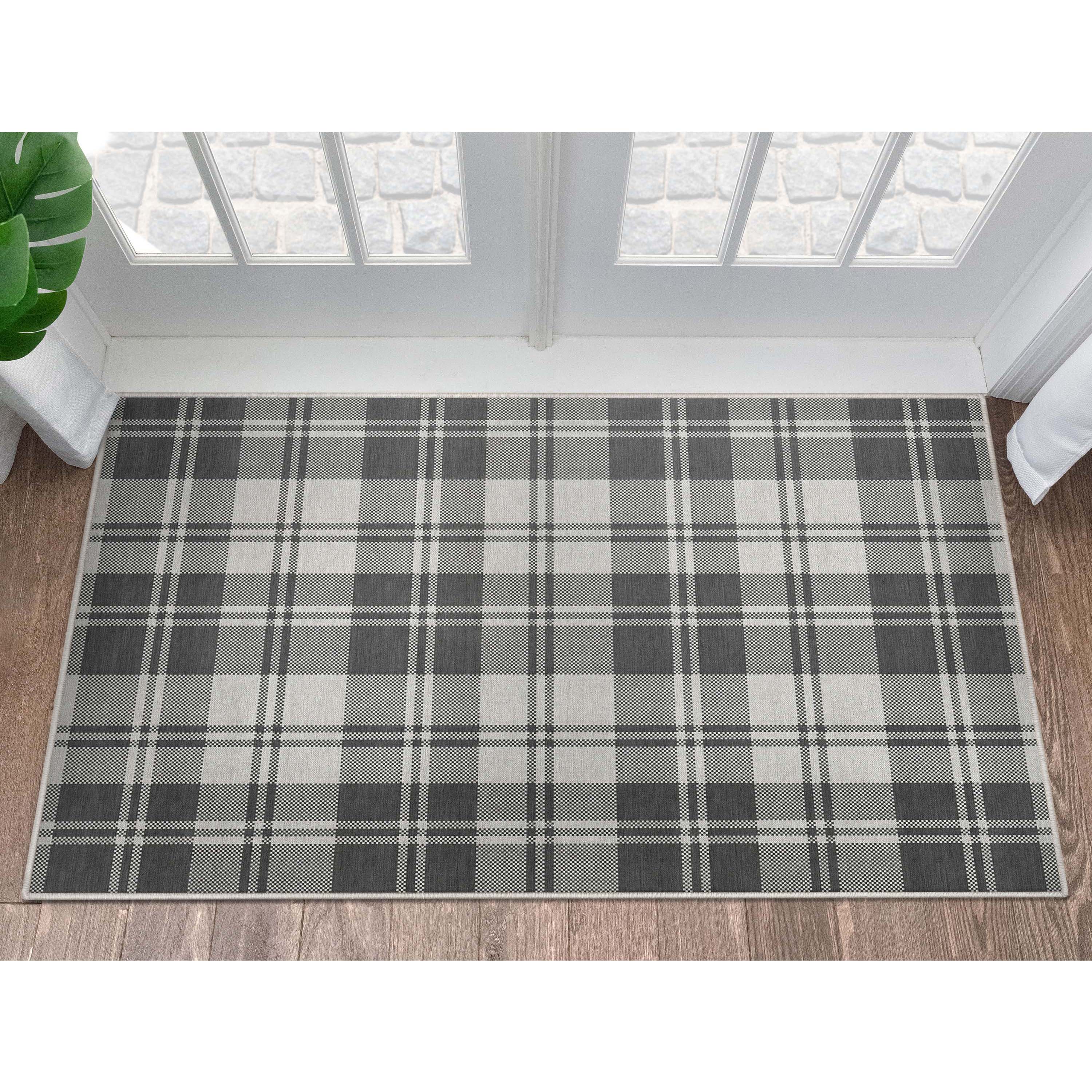 Well Woven W-PLD-01B-4 Apollo 3 x 5 (ft) Flatweave Polyester Dark Grey Rectangular Indoor Geometric Mid-Century Modern Area rug