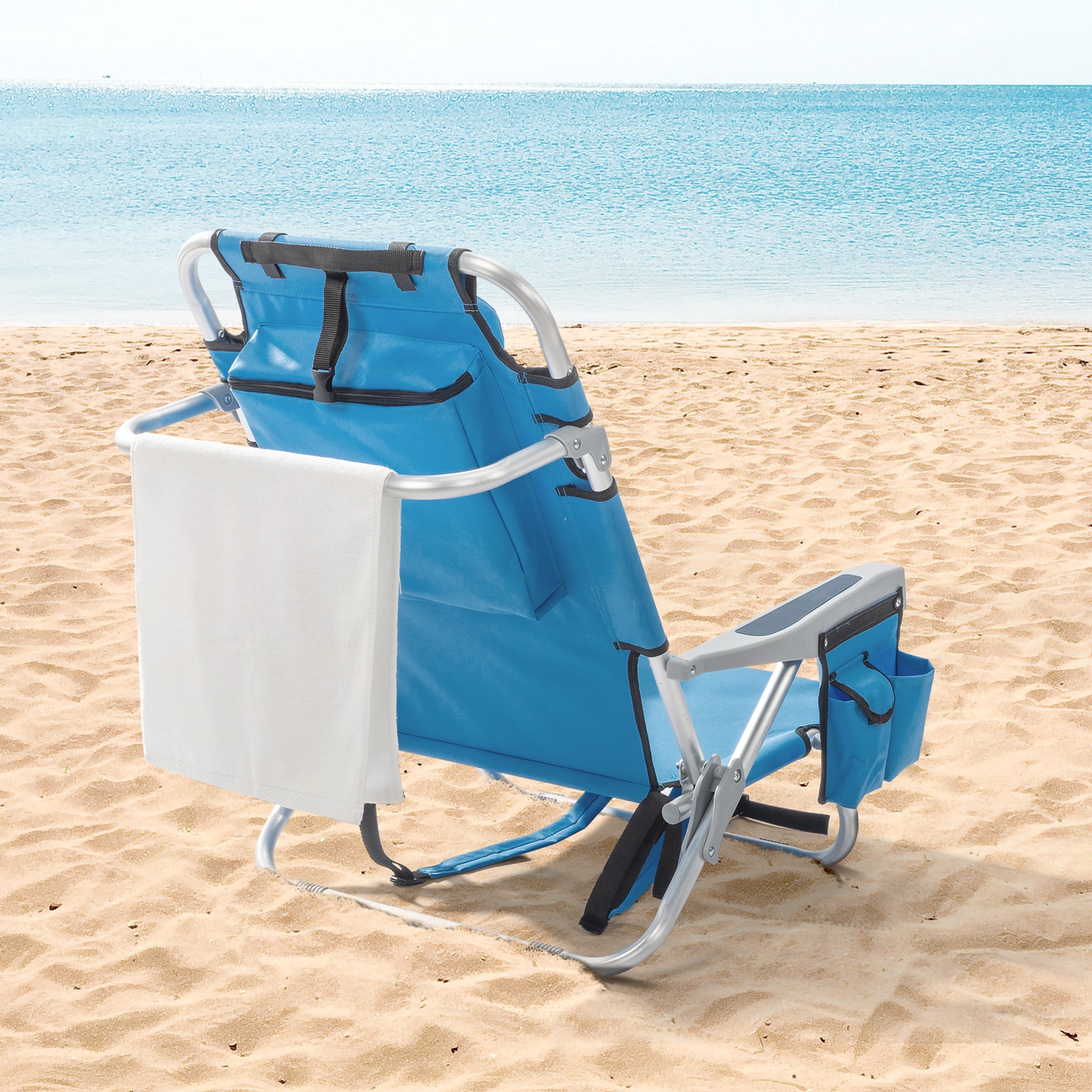 Outopee Polyester Blue Folding Beach Chair (Adjustable and Carrying ...