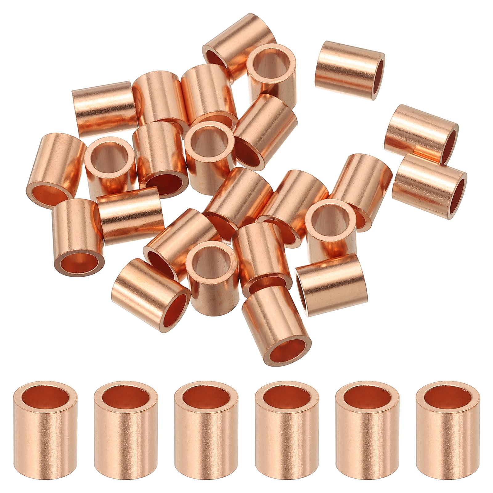 Unique Bargains 3/16 Inch 5mm Wire Rope Stop Sleeve Copper Crimping Loops Sleeve Round Crimp Ferrules for Wire Rope and Cable Ferrule Gold 25pcs #S26041500UX4642