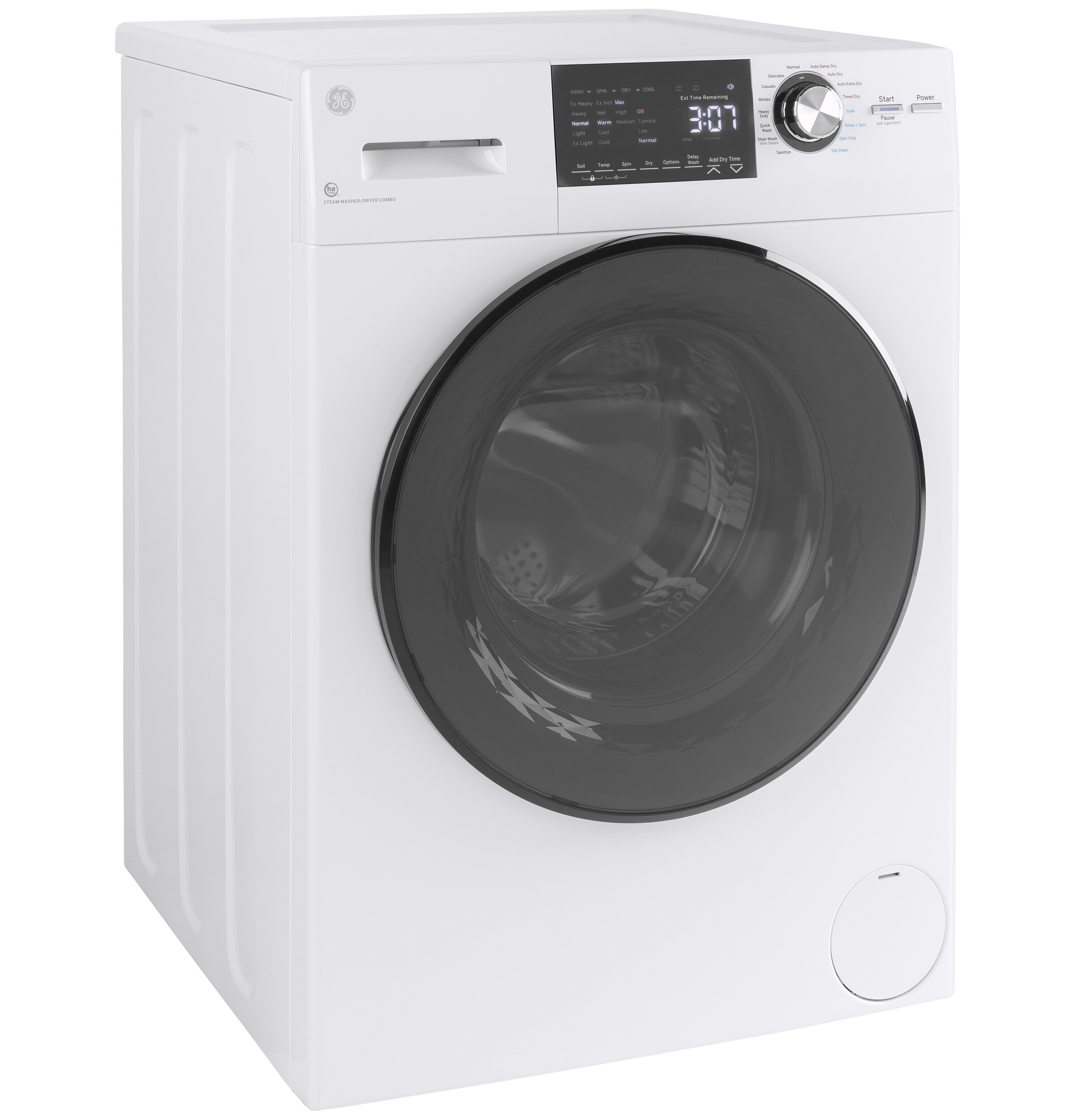 GE 2.4-cu ft Capacity White Ventless All-in-One Washer/Dryer Combo with Steam Cycle