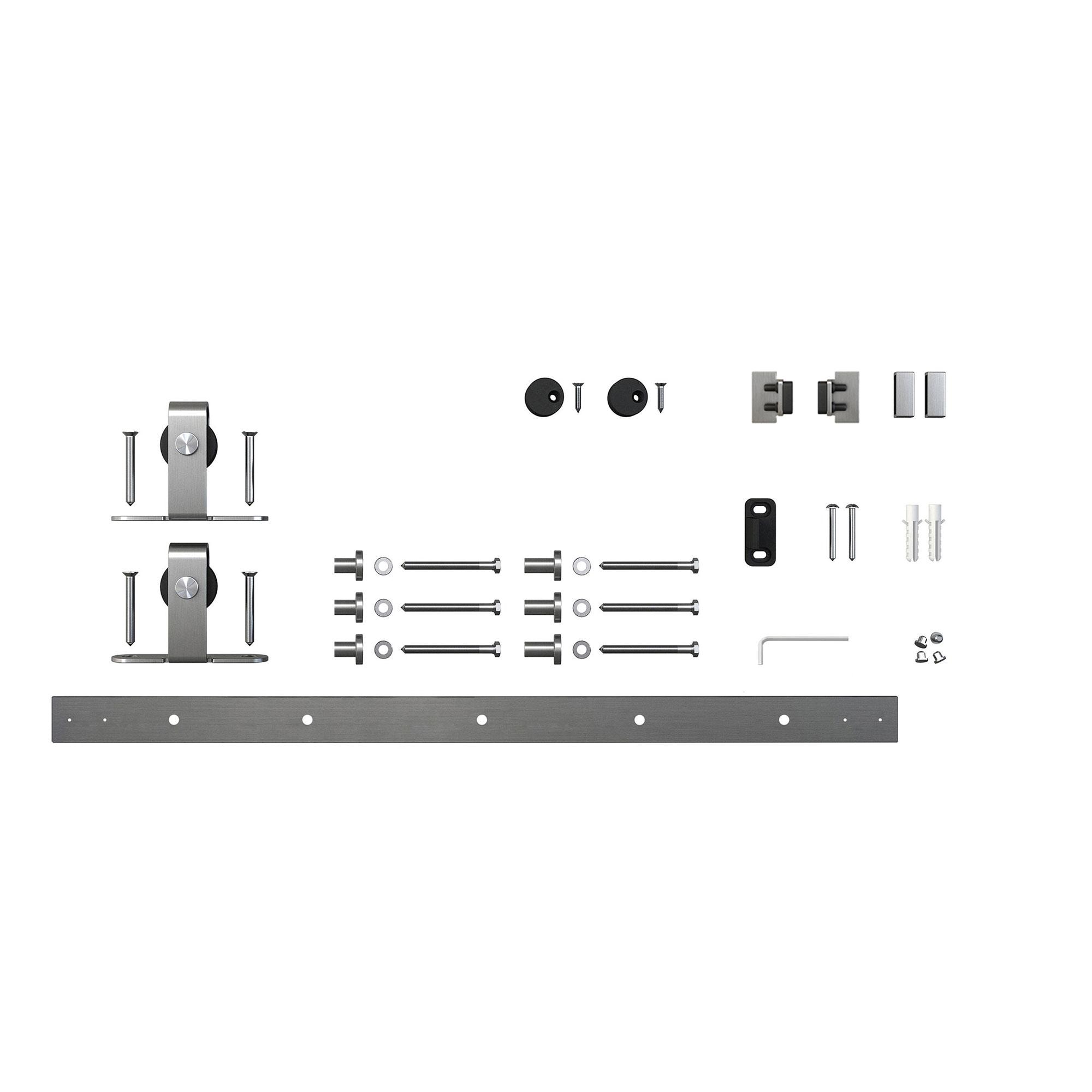 Architectural Products by Outwater 3P5.7.00100 48-in Stainless steel Stainless Steel Indoor Top mount Single Barn door hardware kit
