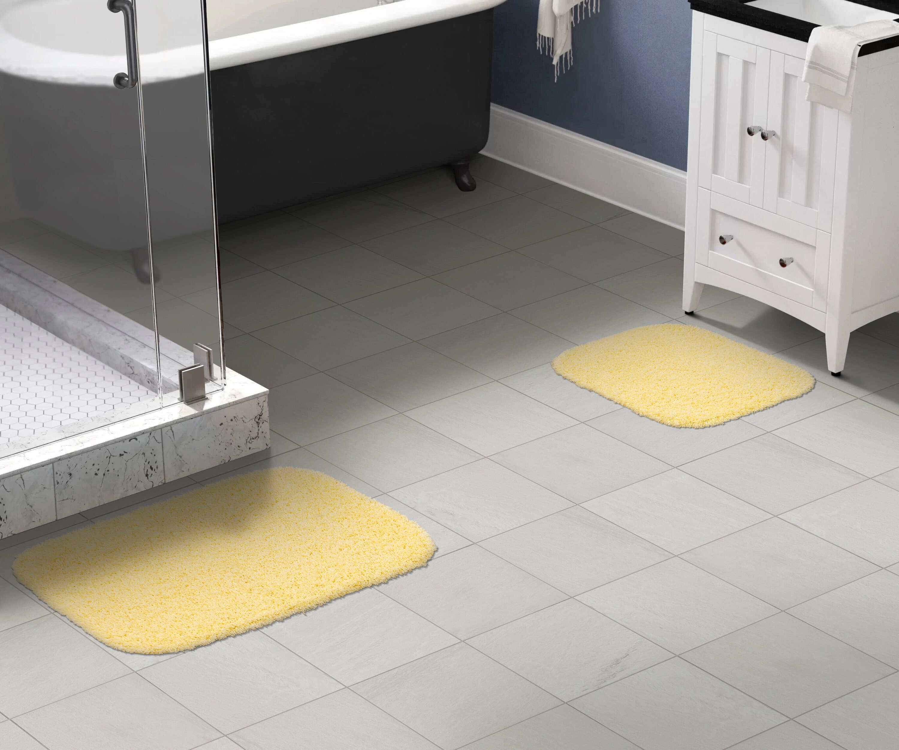 Garland Jazz 40-in x 24-in Rubber Ducky Yellow Nylon Bath Rug in