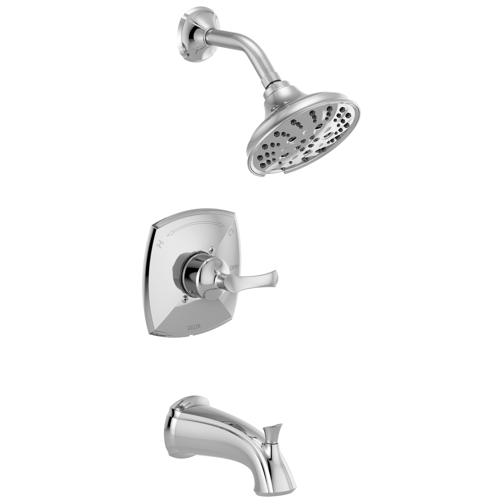 Delta 144748 Sandover Chrome 1-handle Multi-function 6.0000-in Round Bathtub and shower Faucet with Valve