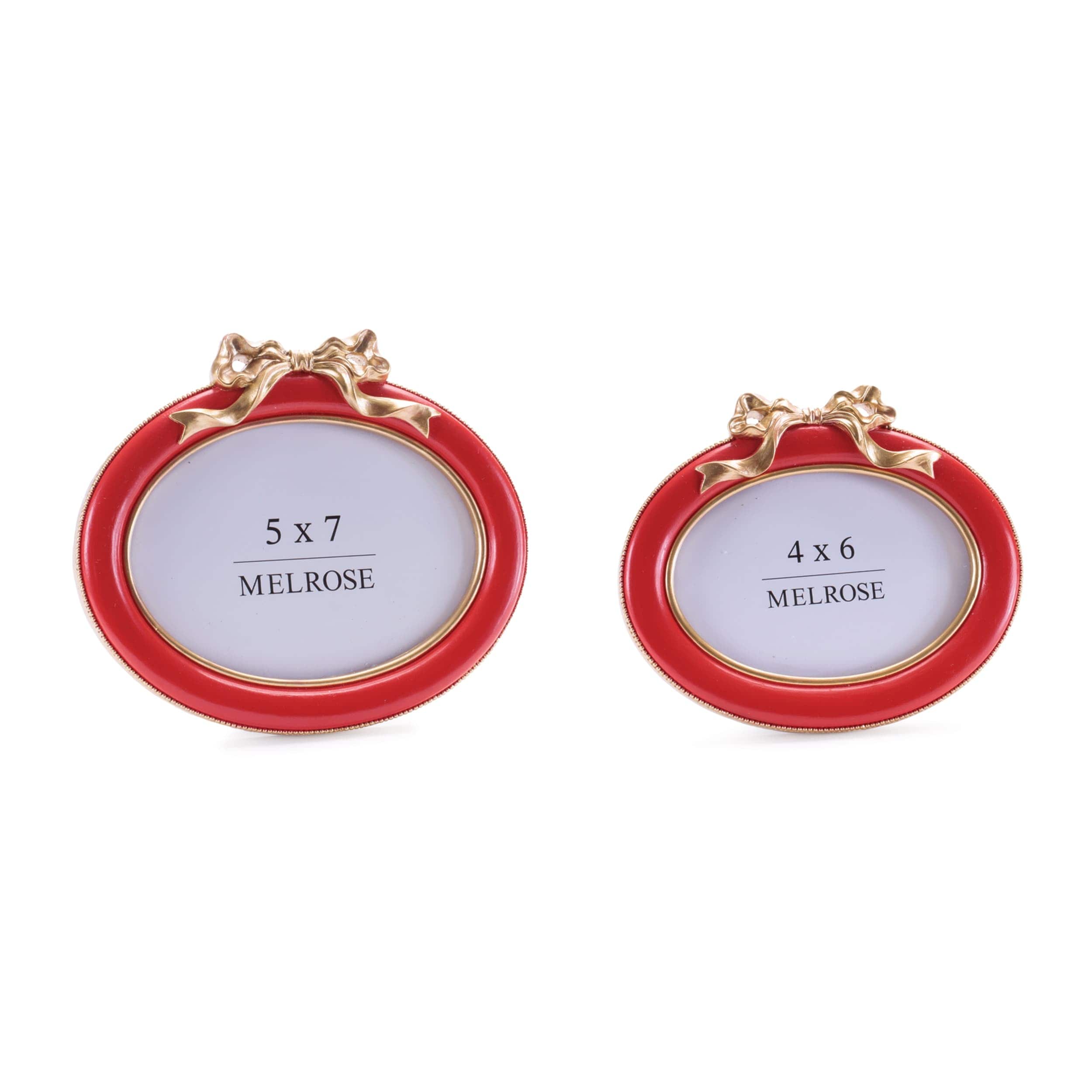 Melrose International Red Oval Bow Photo Frames (Set of 2)