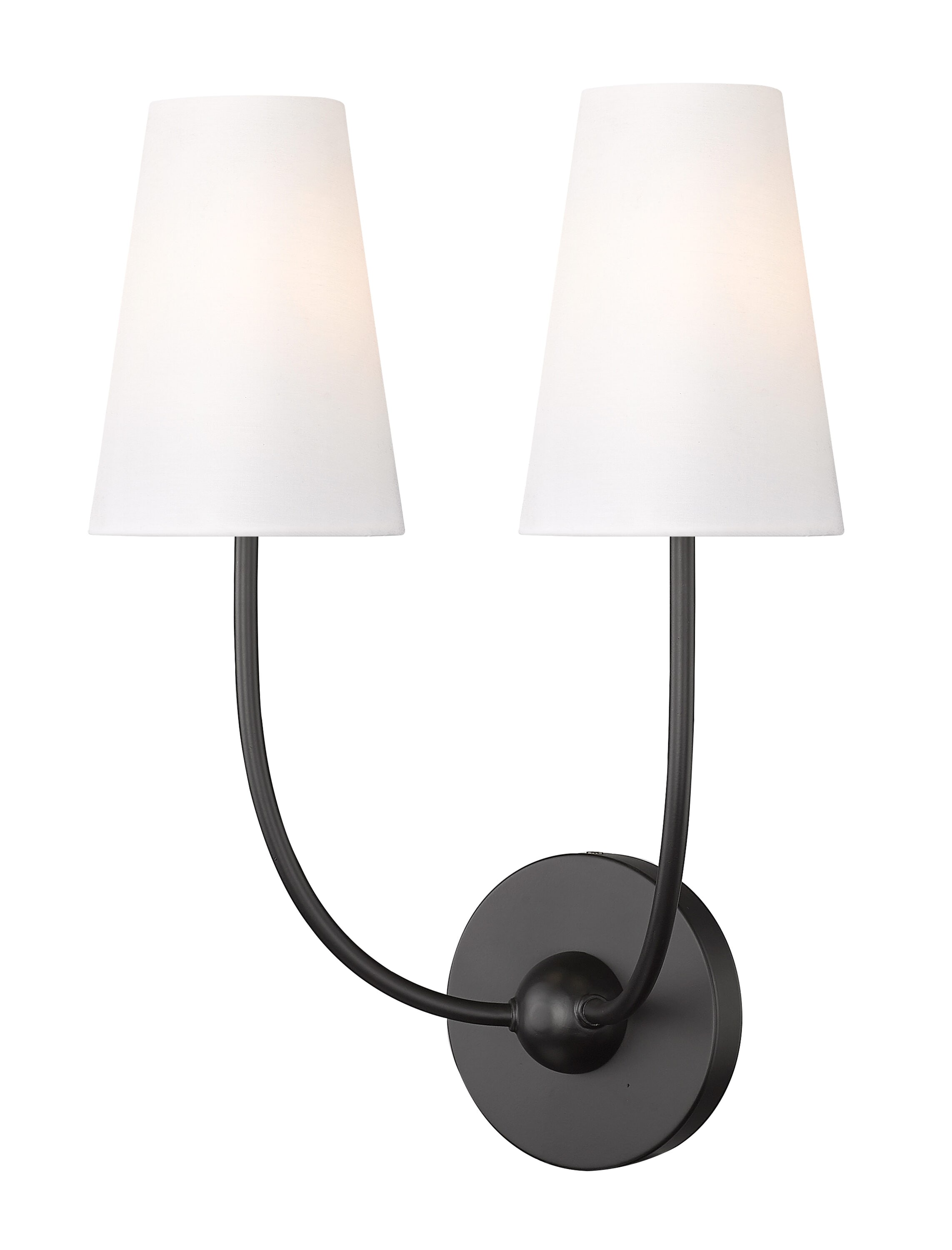 Matte Black and White 2-Light Wall Sconce